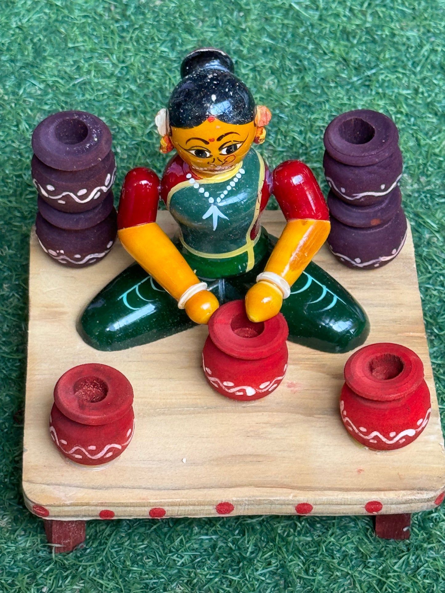 Daily life scenes Etikoppaka Wooden handicraft decor