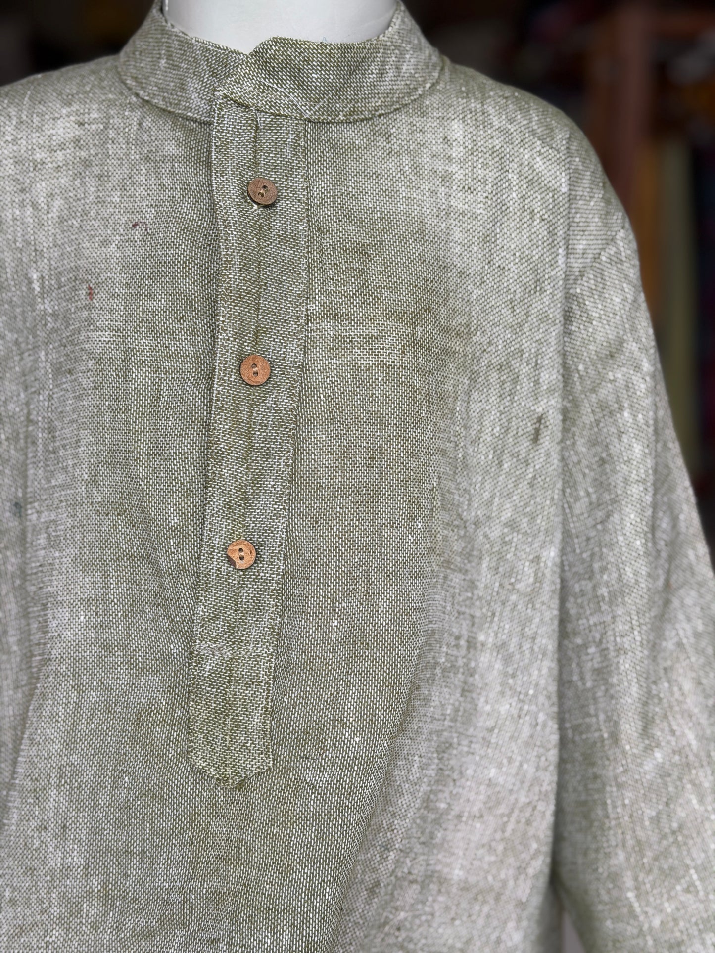 Light green long cotton kurta for boys