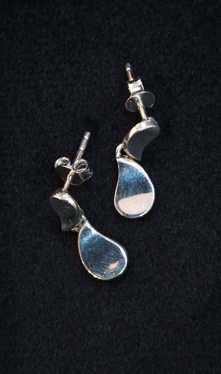 Silver double drop shaped 92.5 sterling silver ear rings