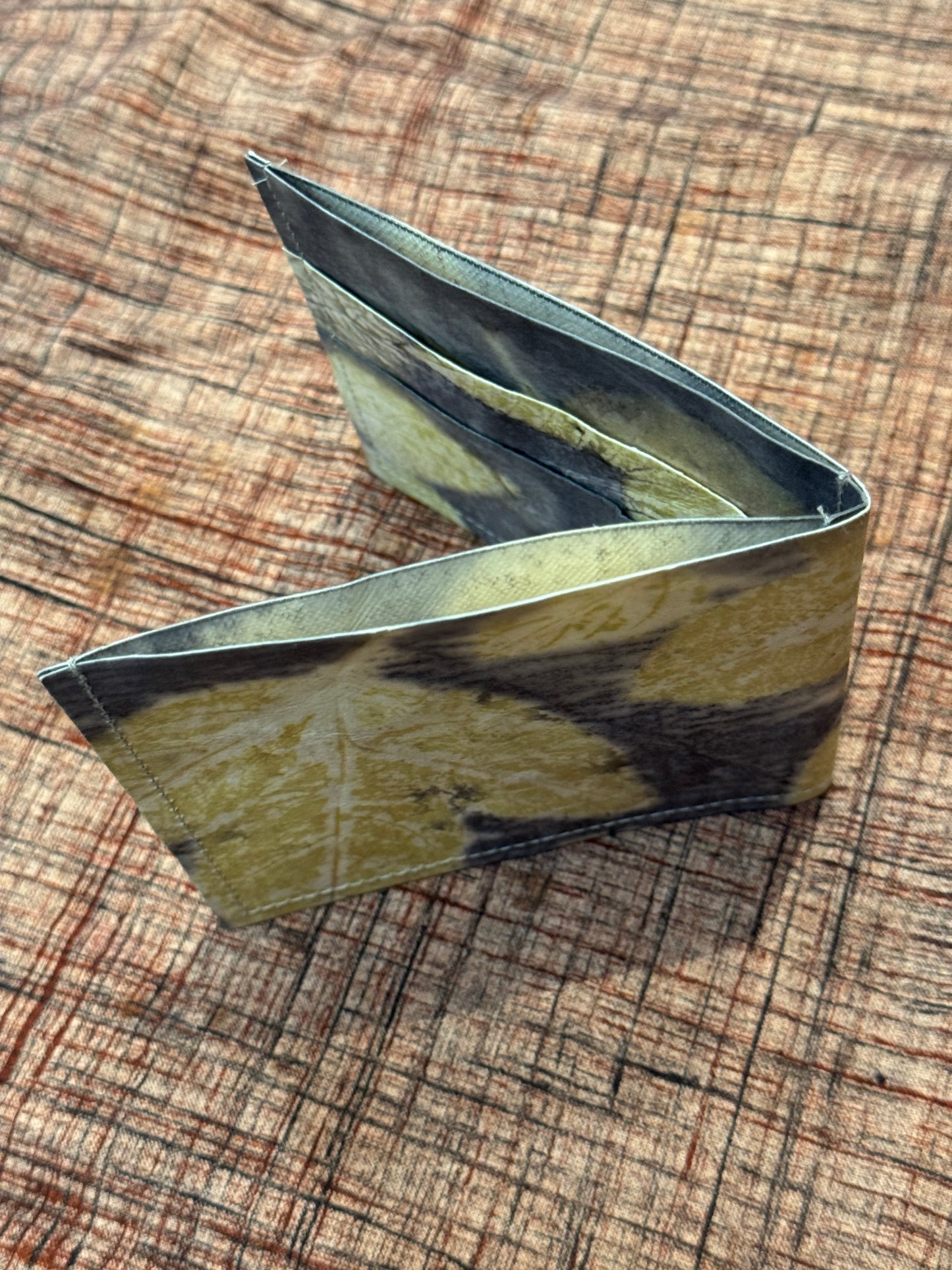Eco printed paper fabric hand crafted foldable wallet