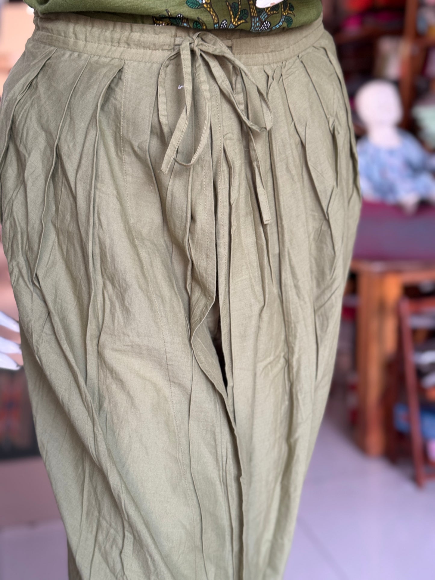 Green cotton dhoti pants