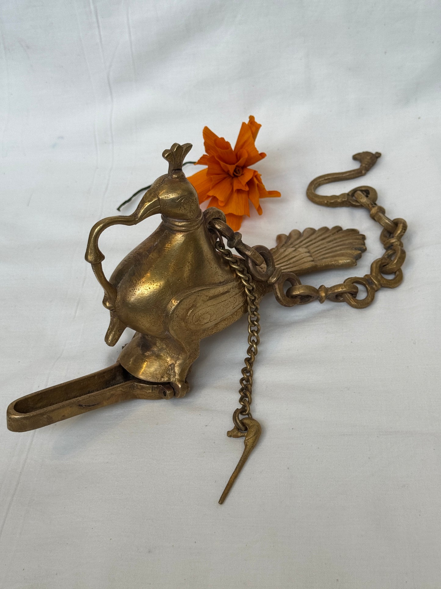 Hanging vintage peacock oil lamp