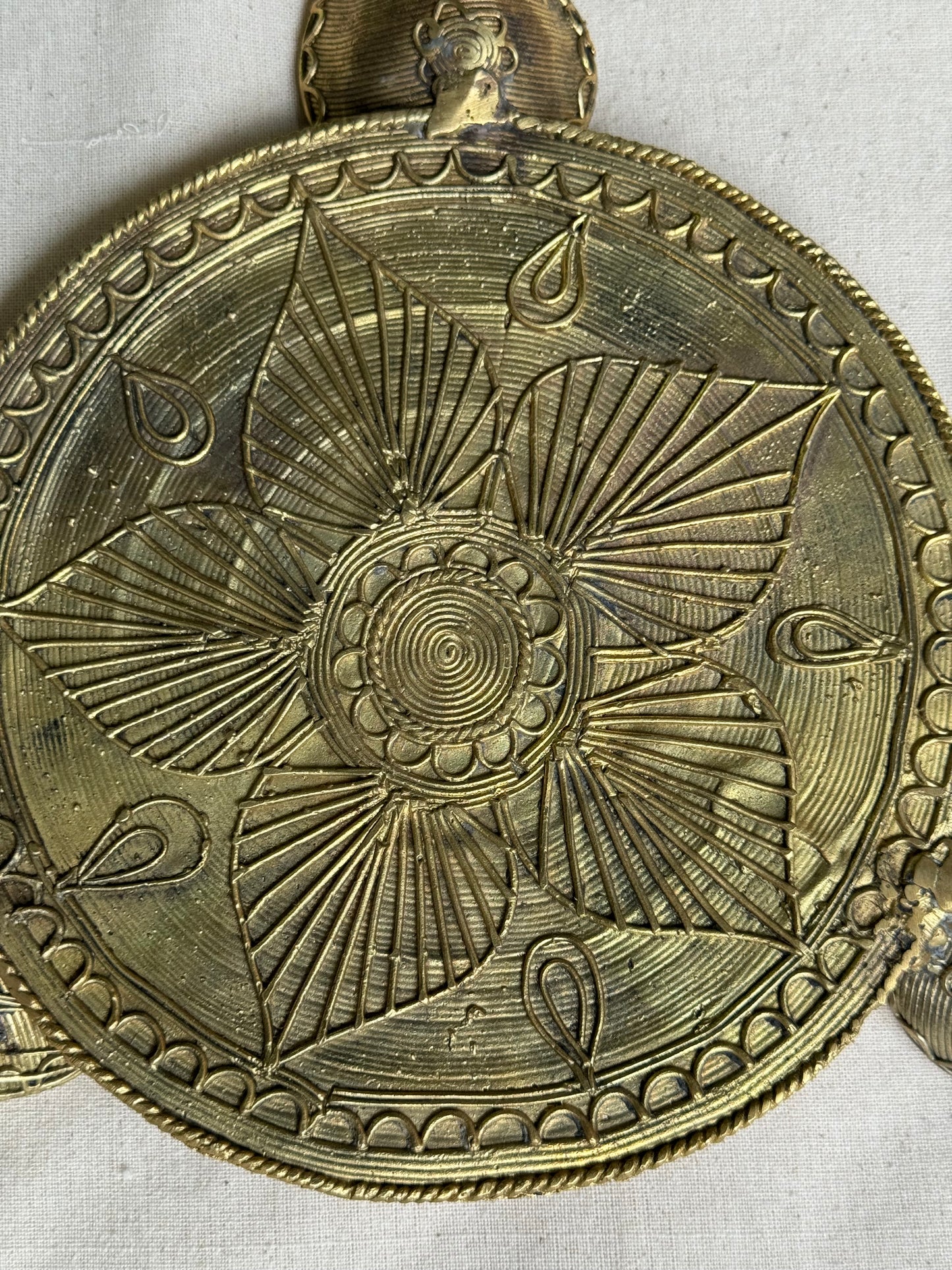 Brass tray / riser with tortoise legs - dokra hand crafted decor