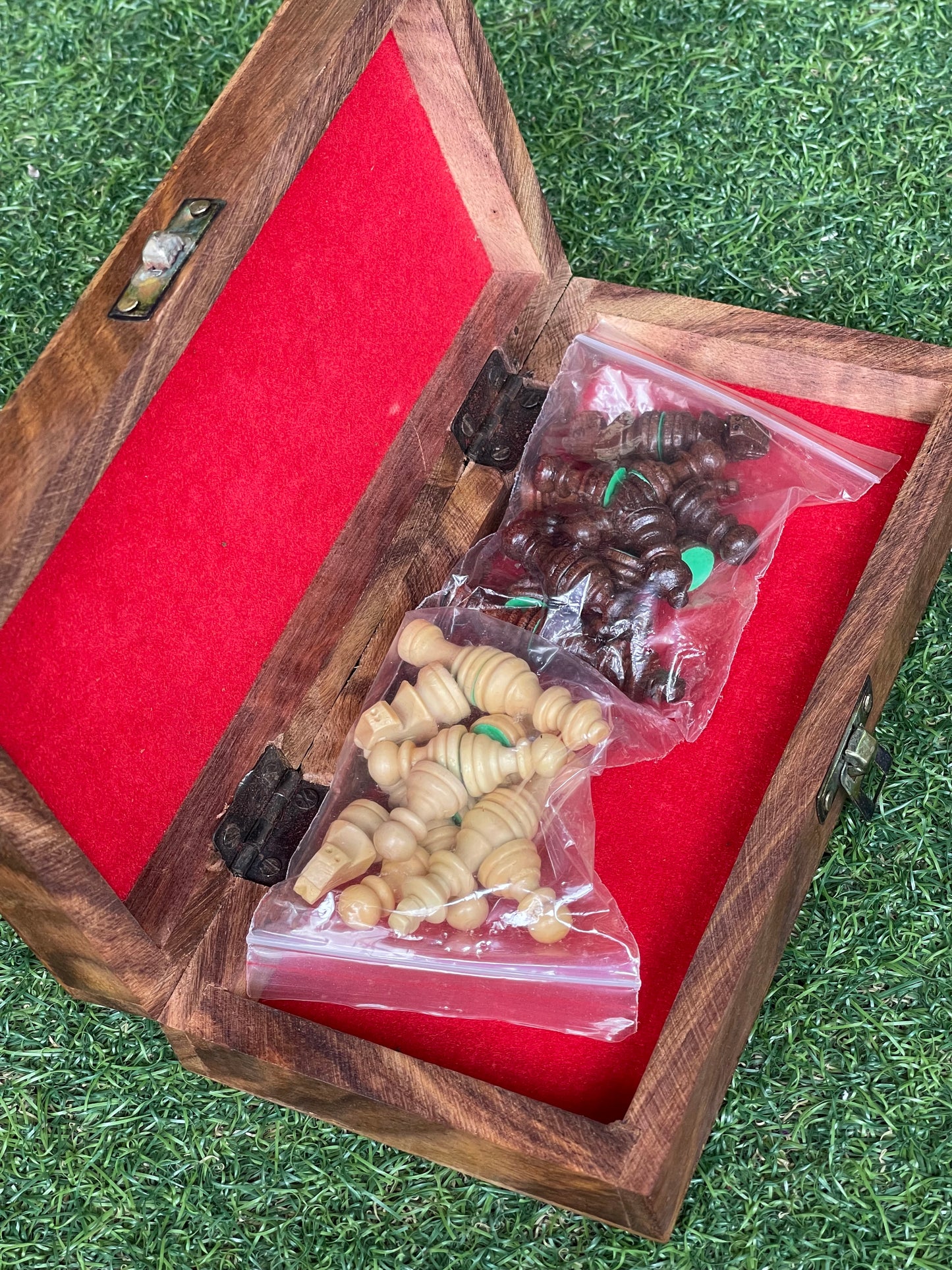 Chess game - handcrafted wooden box with magnetic pieces