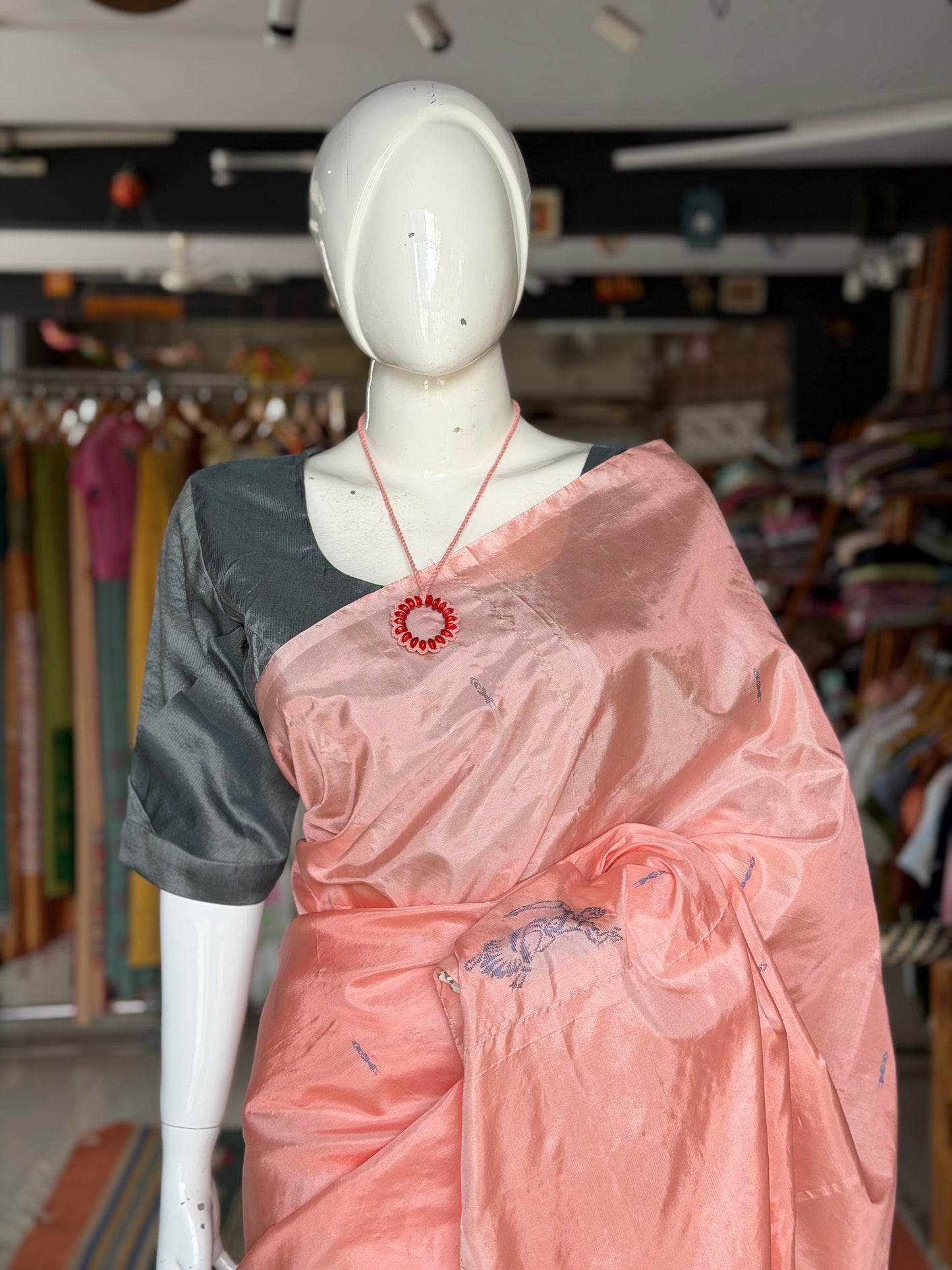 Greyish silver silk x hand spun cotton handloom blouse