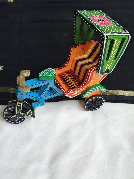 Rickshaw - Hand painted wooden decorative - small size