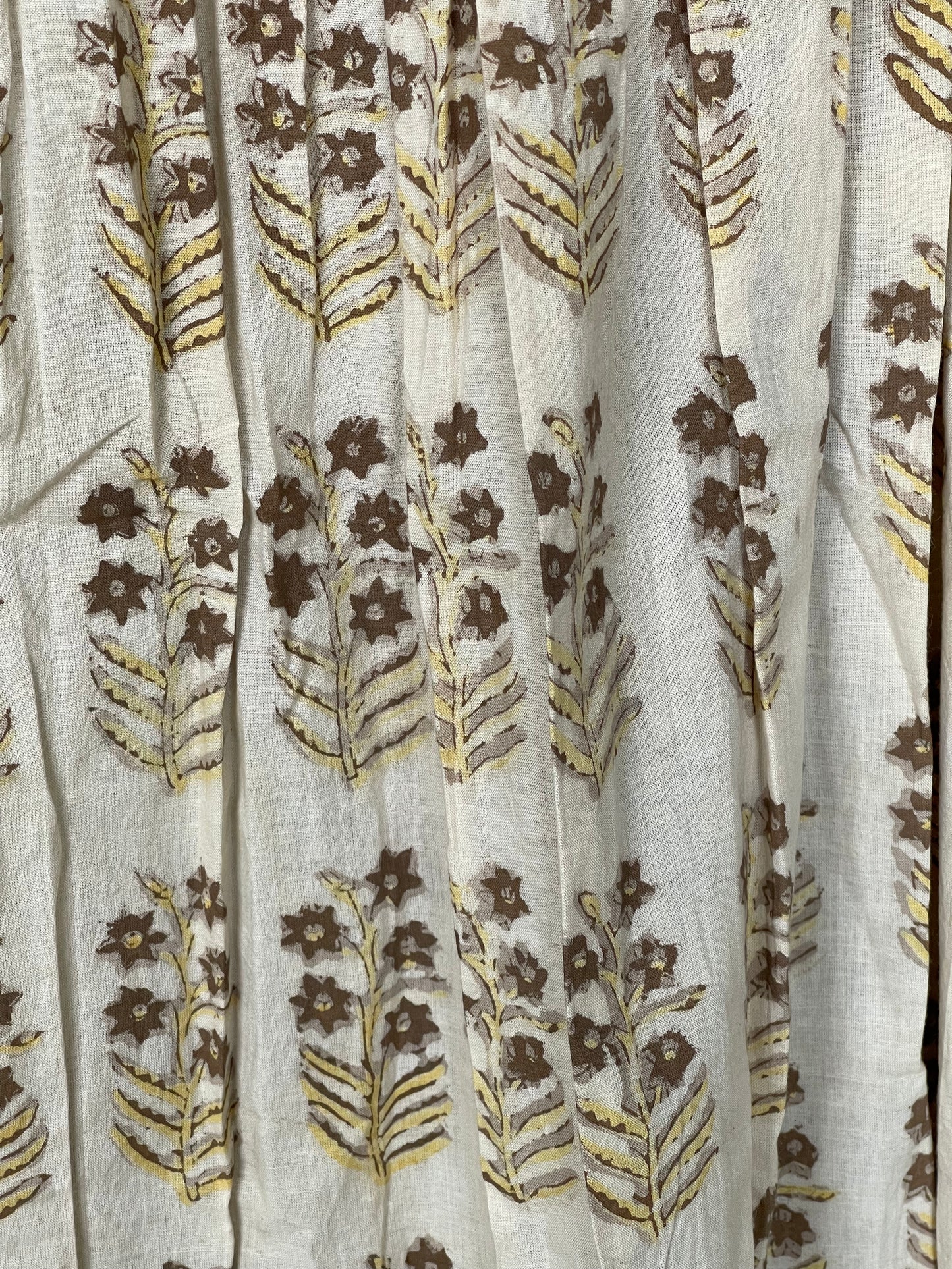 Beige brown hand block printed gota work kurti with pants set