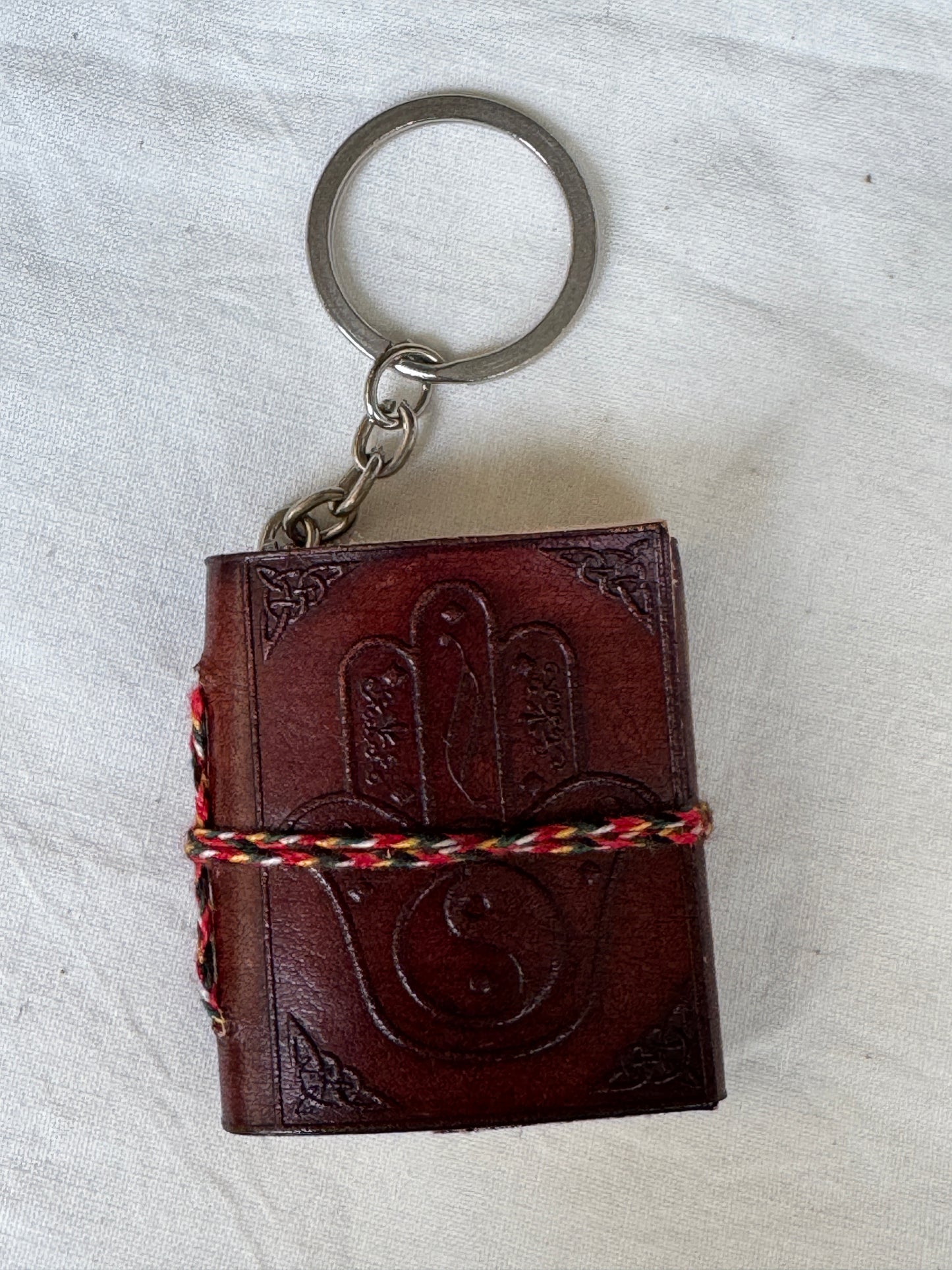 Key ring with Leather embossed handcrafted notebook with thick papers