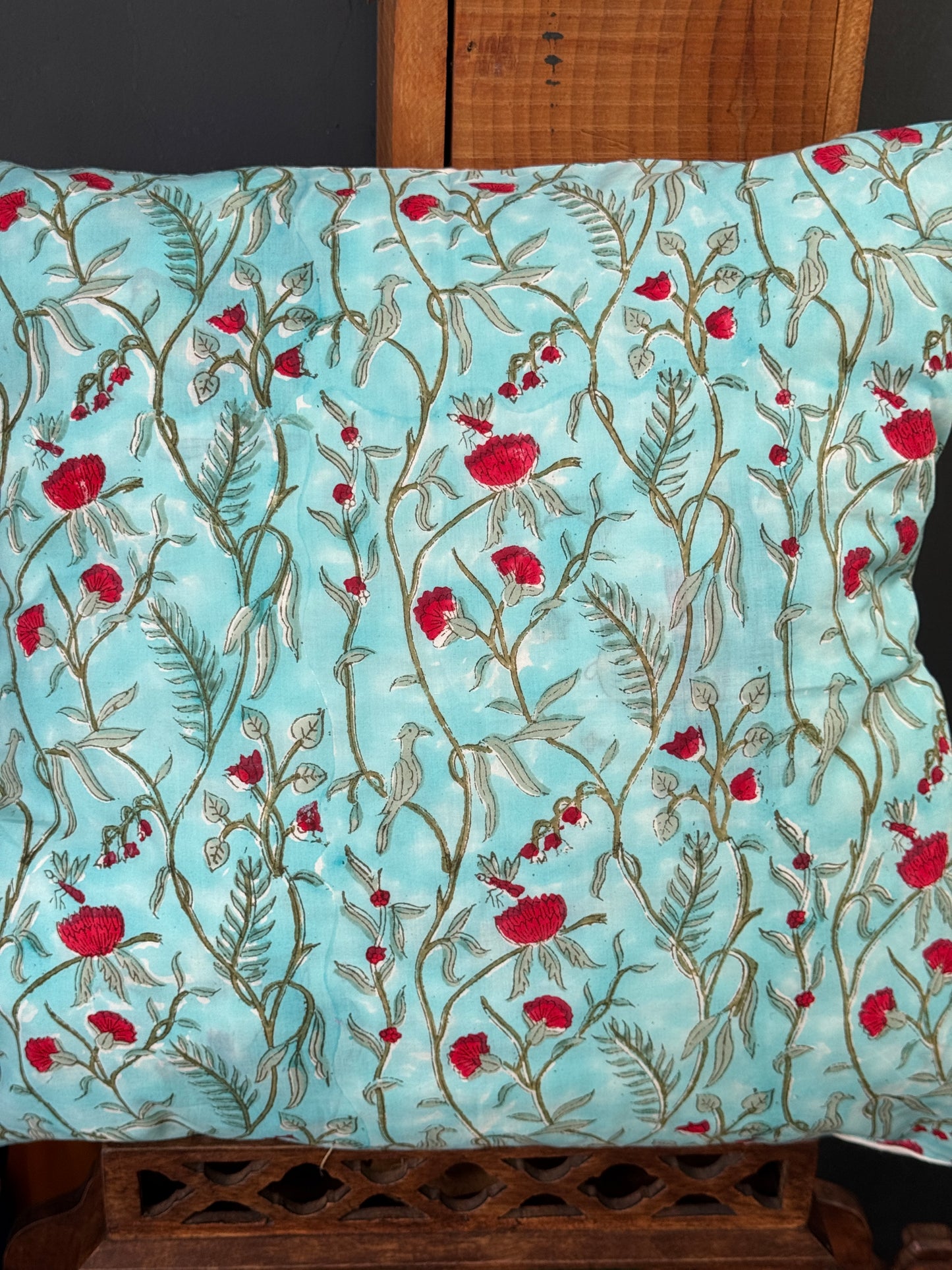 20 x 20 inch hand block printed cotton cushion cover