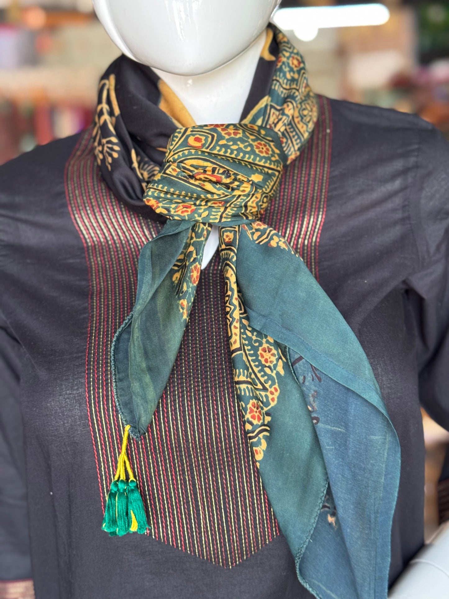 Scarf - hand block printed Ajrakh on soft modal