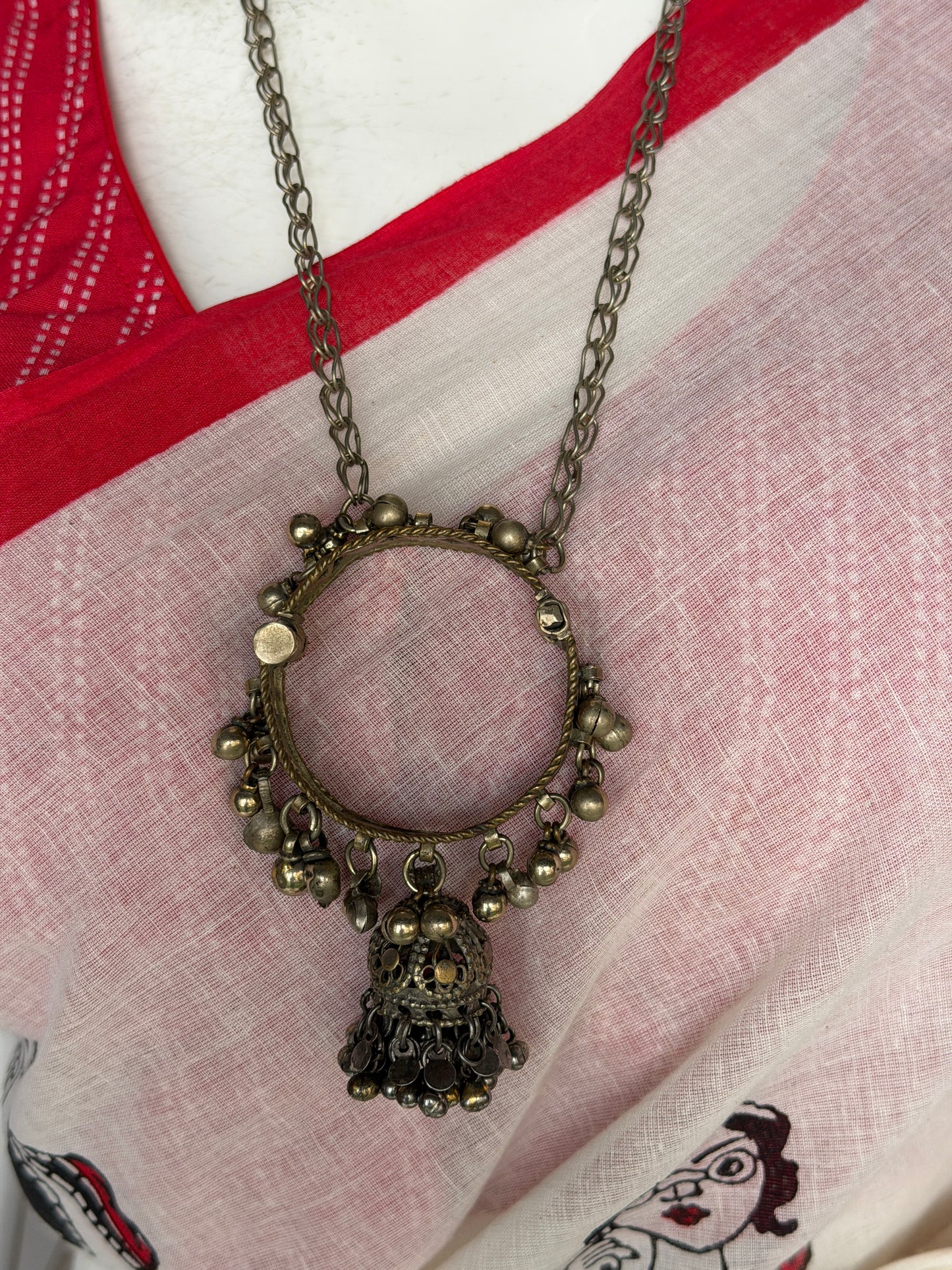 Vintage afghani necklace with kada, ghungroos n jhumki as a pendant