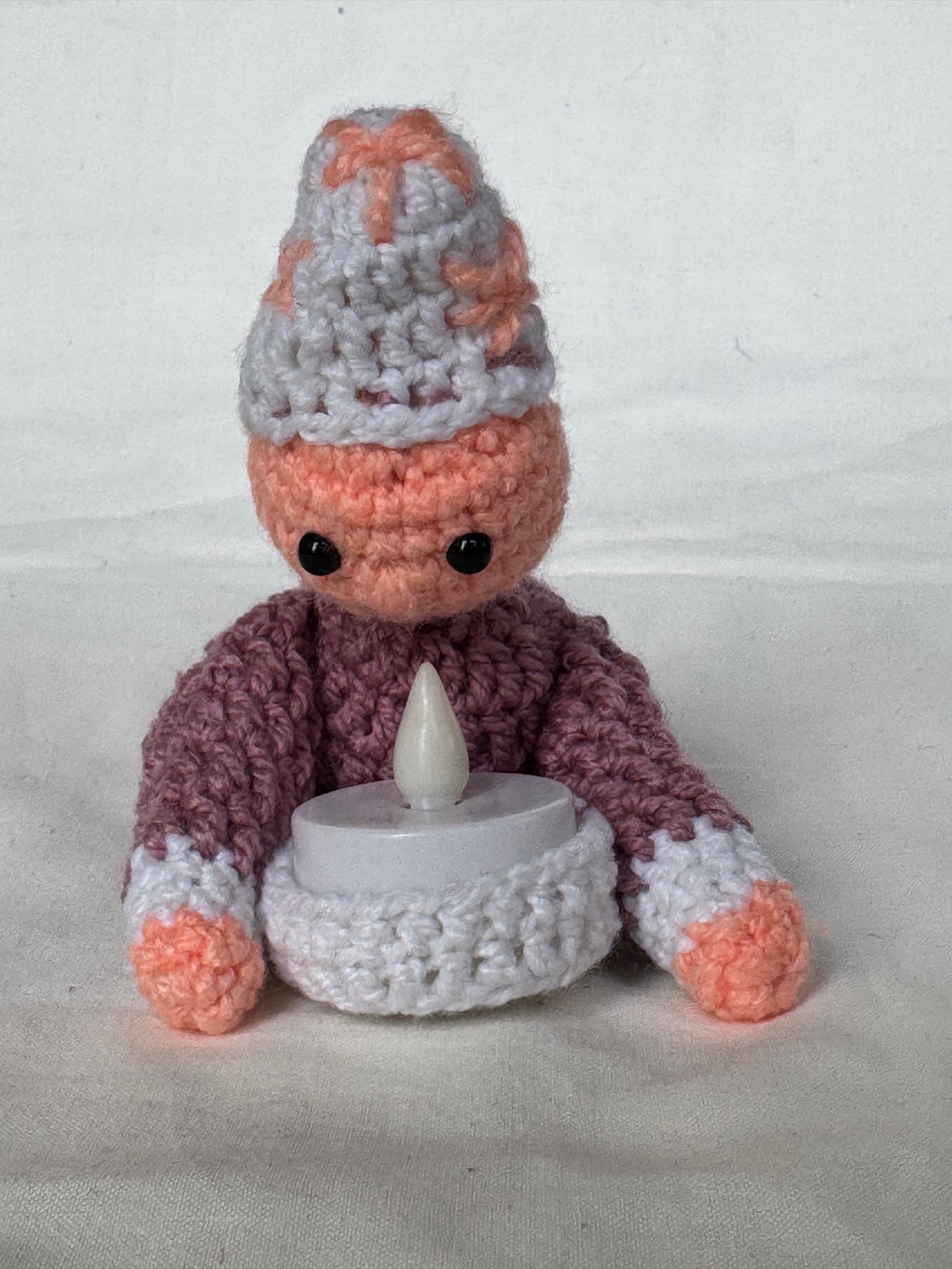 Crochet t-light holding fairy - handcrafted decor