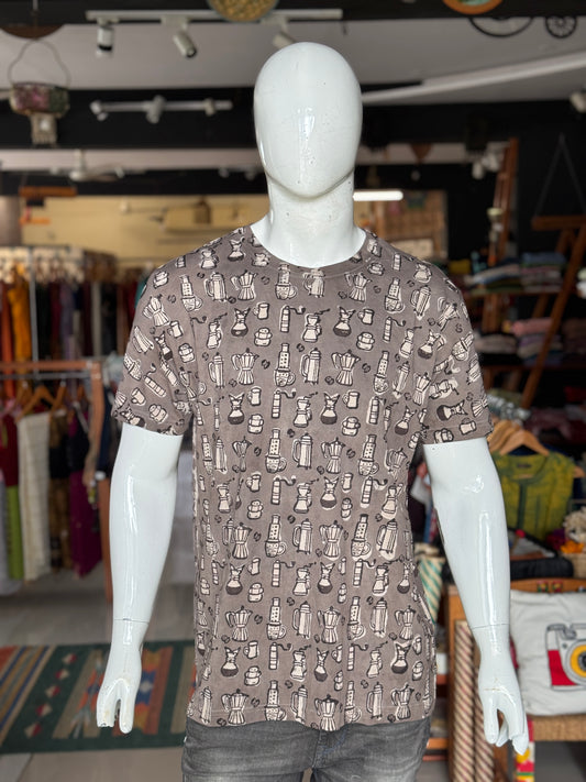 Quirky tees - hand block printed, natural dyed, mens cotton t-shirt