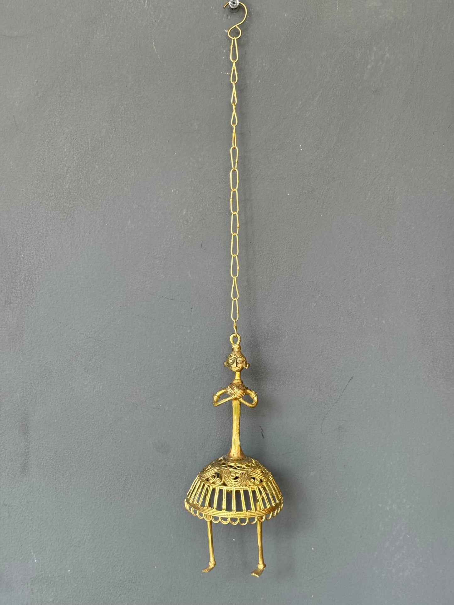 Dancing lady dokra handcrafted brass hanging decor