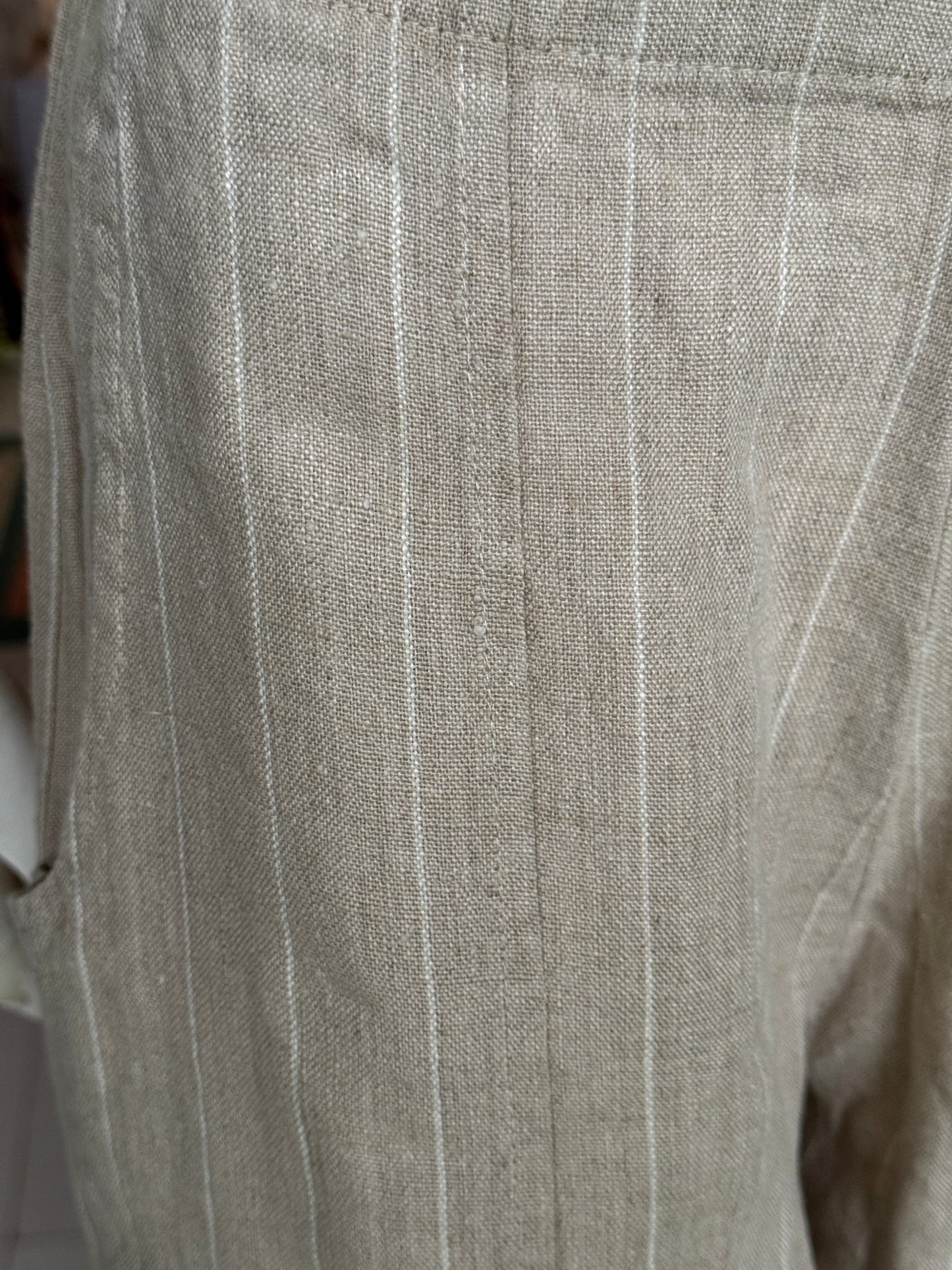 Linen handwoven straight ankle length relaxed fit pants for women