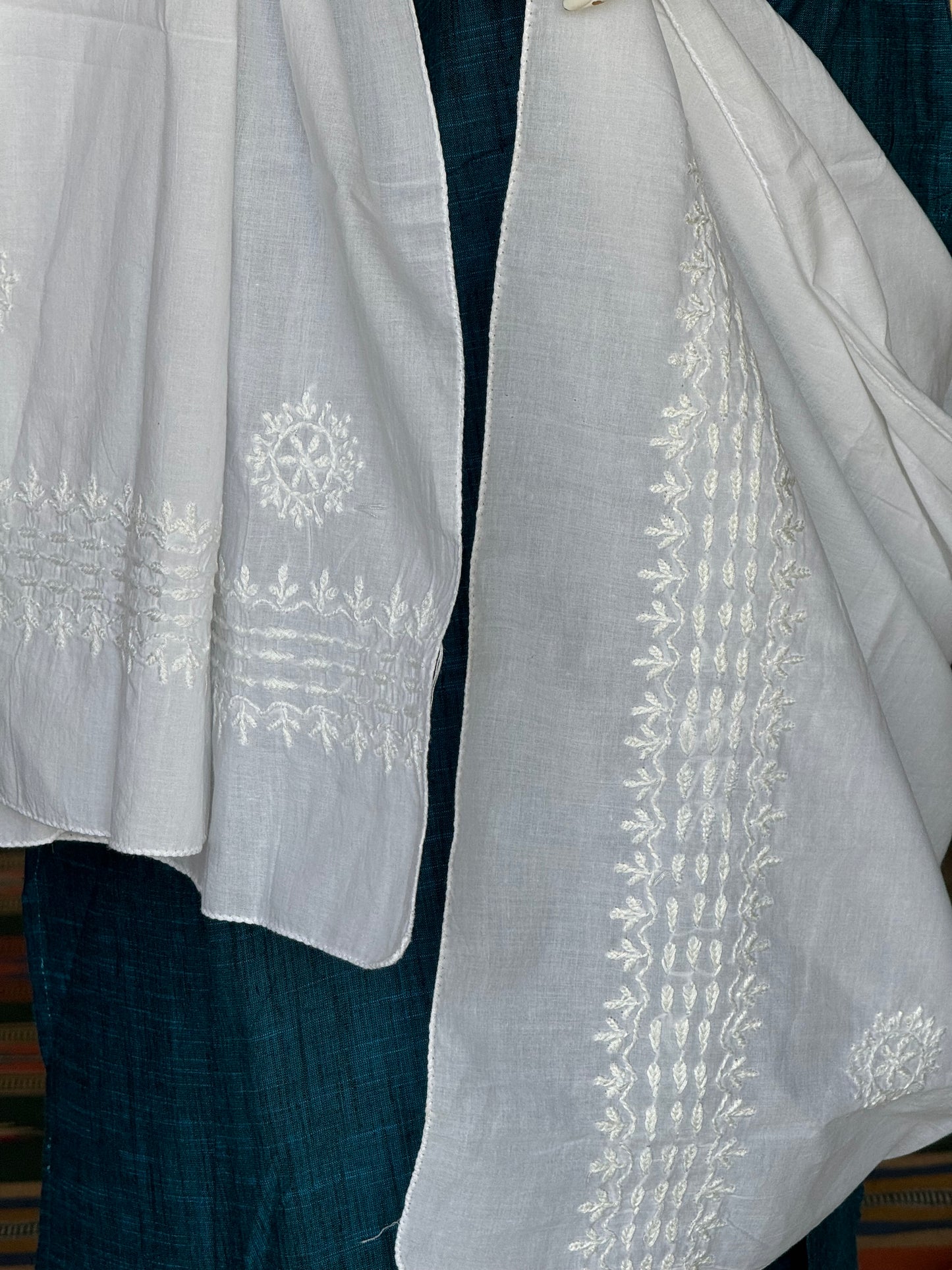 Cotton Chikankari hand embroidered stole