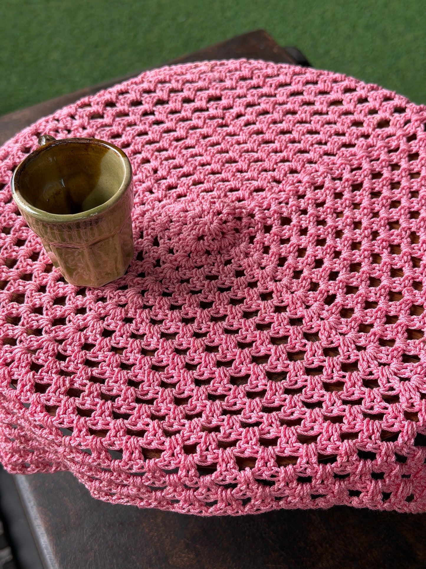 Square 12 x 12 inch Hand Crochet small table cover - hand crocheted with cotton yarn - colors available