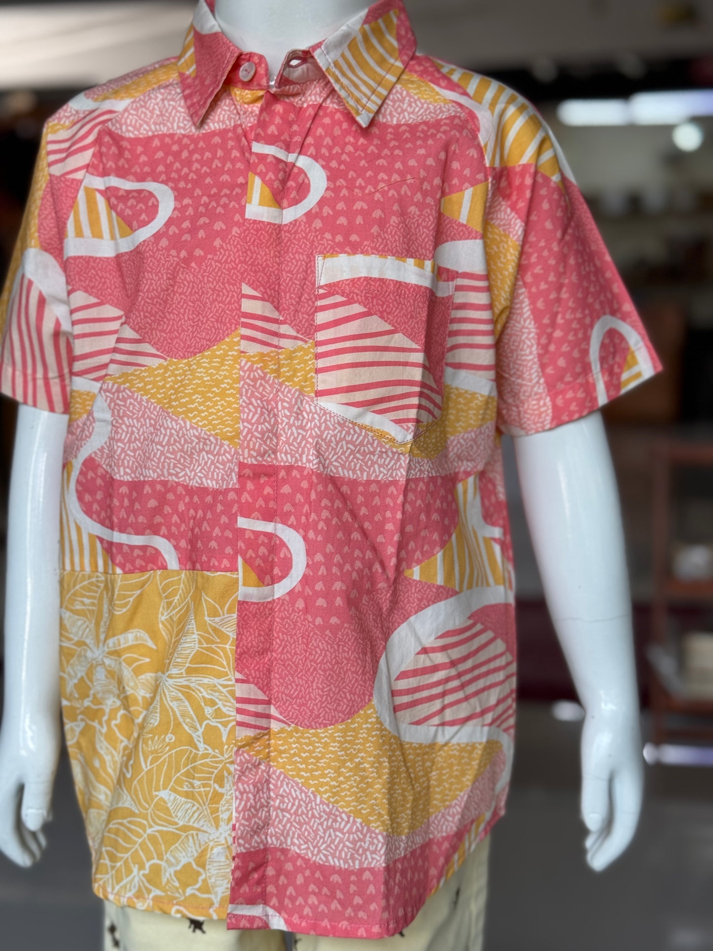 Fun digital print cotton half sleeves shirt for boys