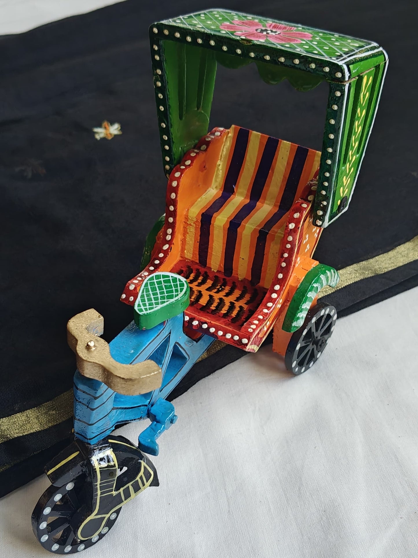 Rickshaw - Hand painted wooden decorative - small size