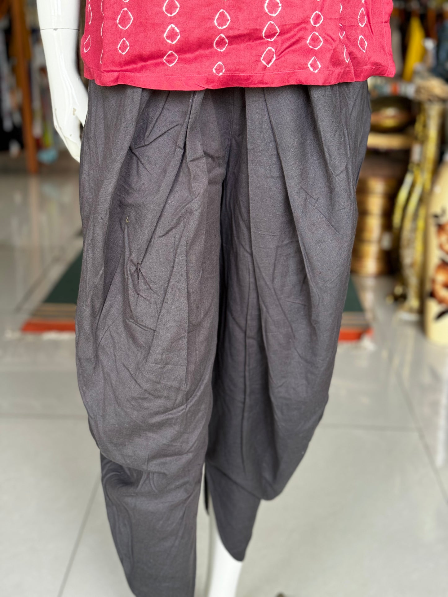 Grey cotton afghan / dhoti pants
