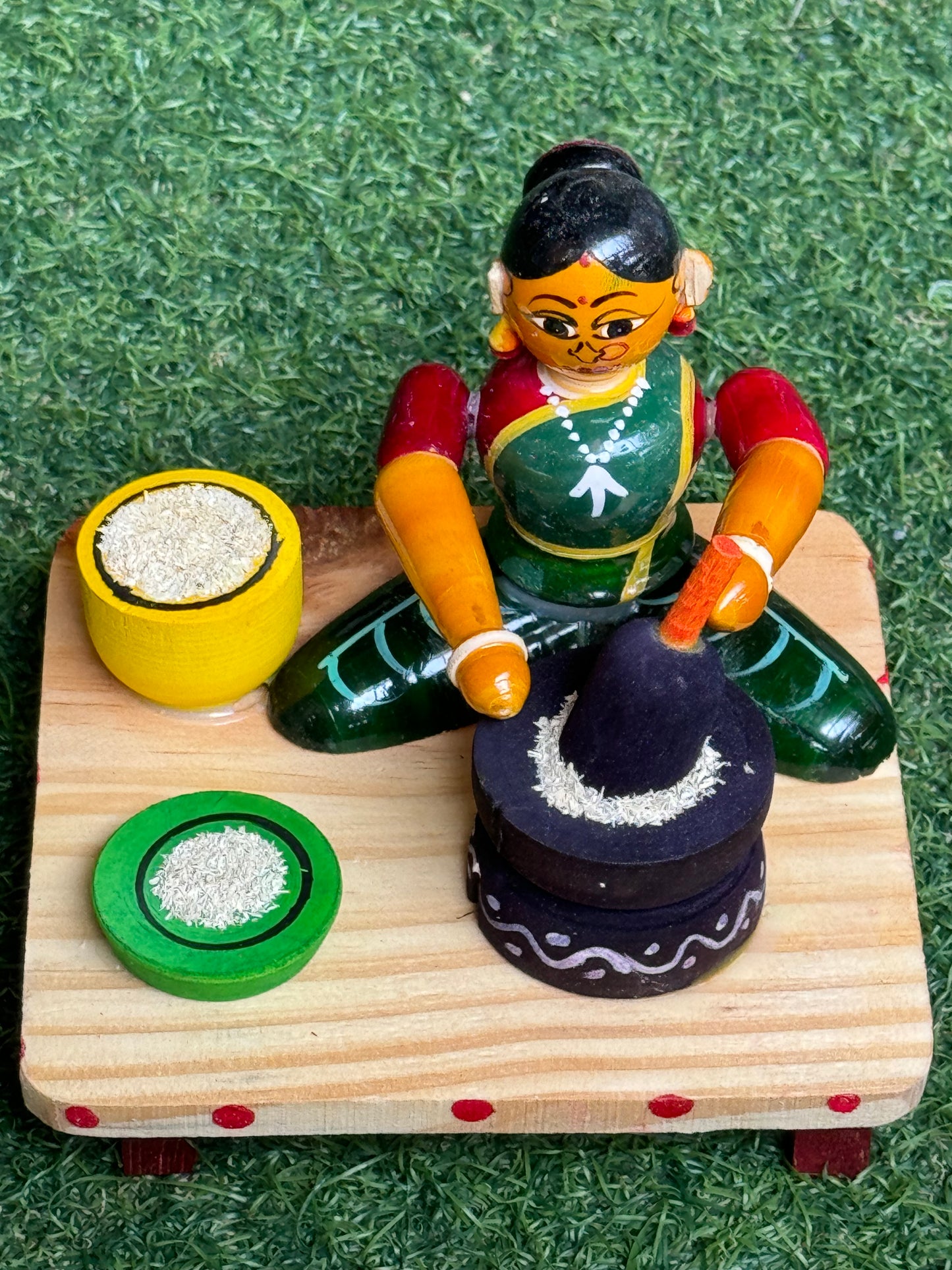 Daily life scenes Etikoppaka Wooden handicraft decor