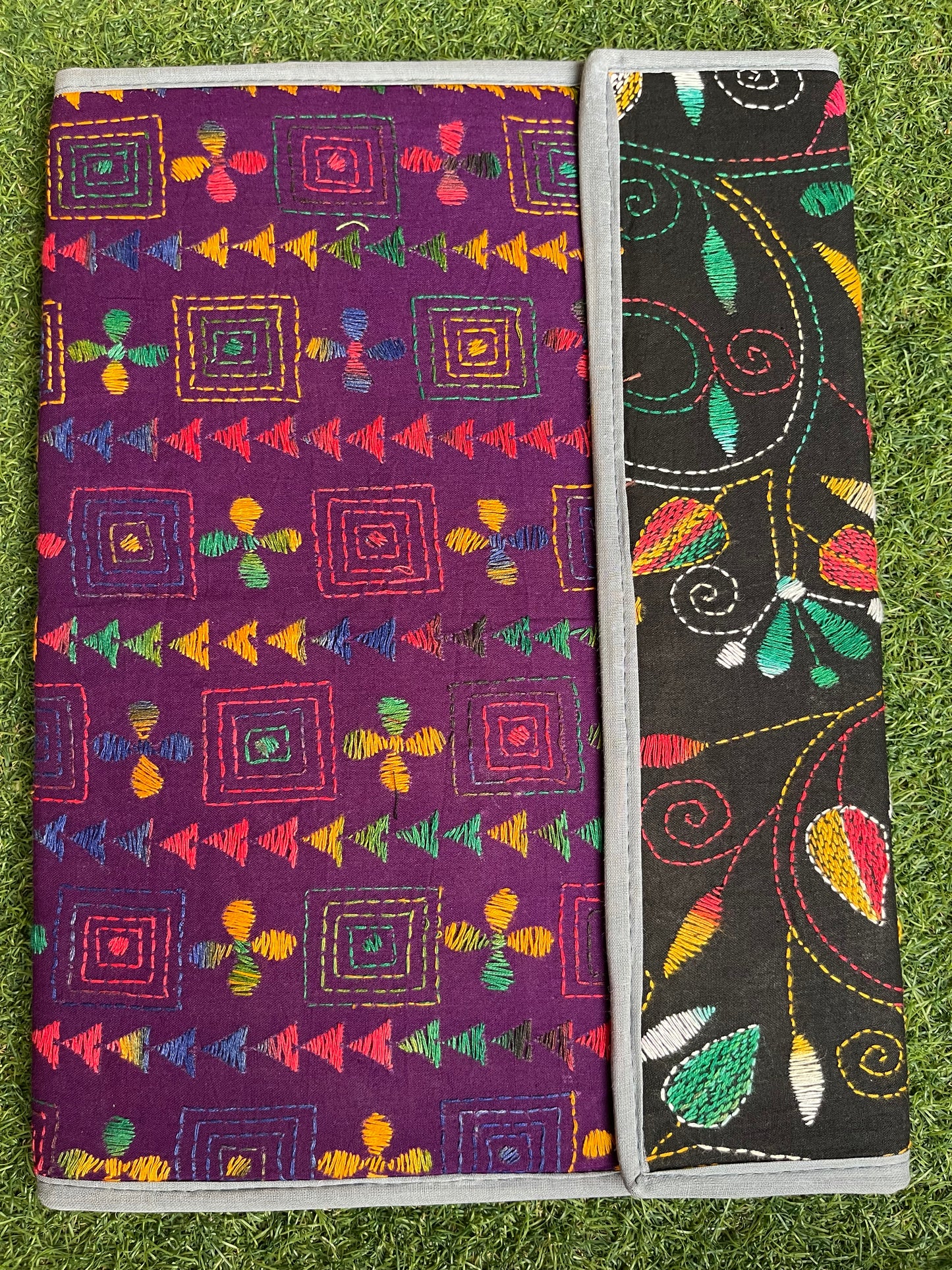 Kantha hand embroidered folder