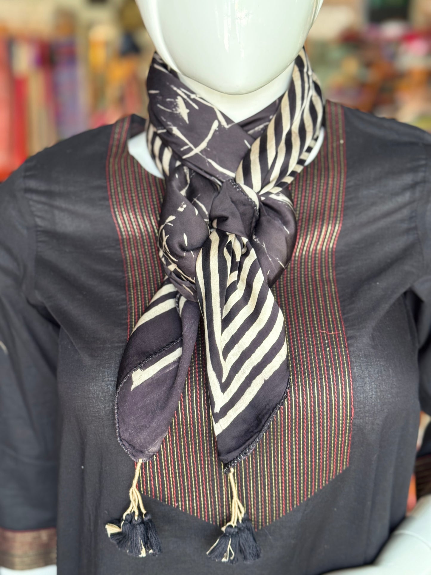 Scarf - hand block printed Ajrakh on soft modal