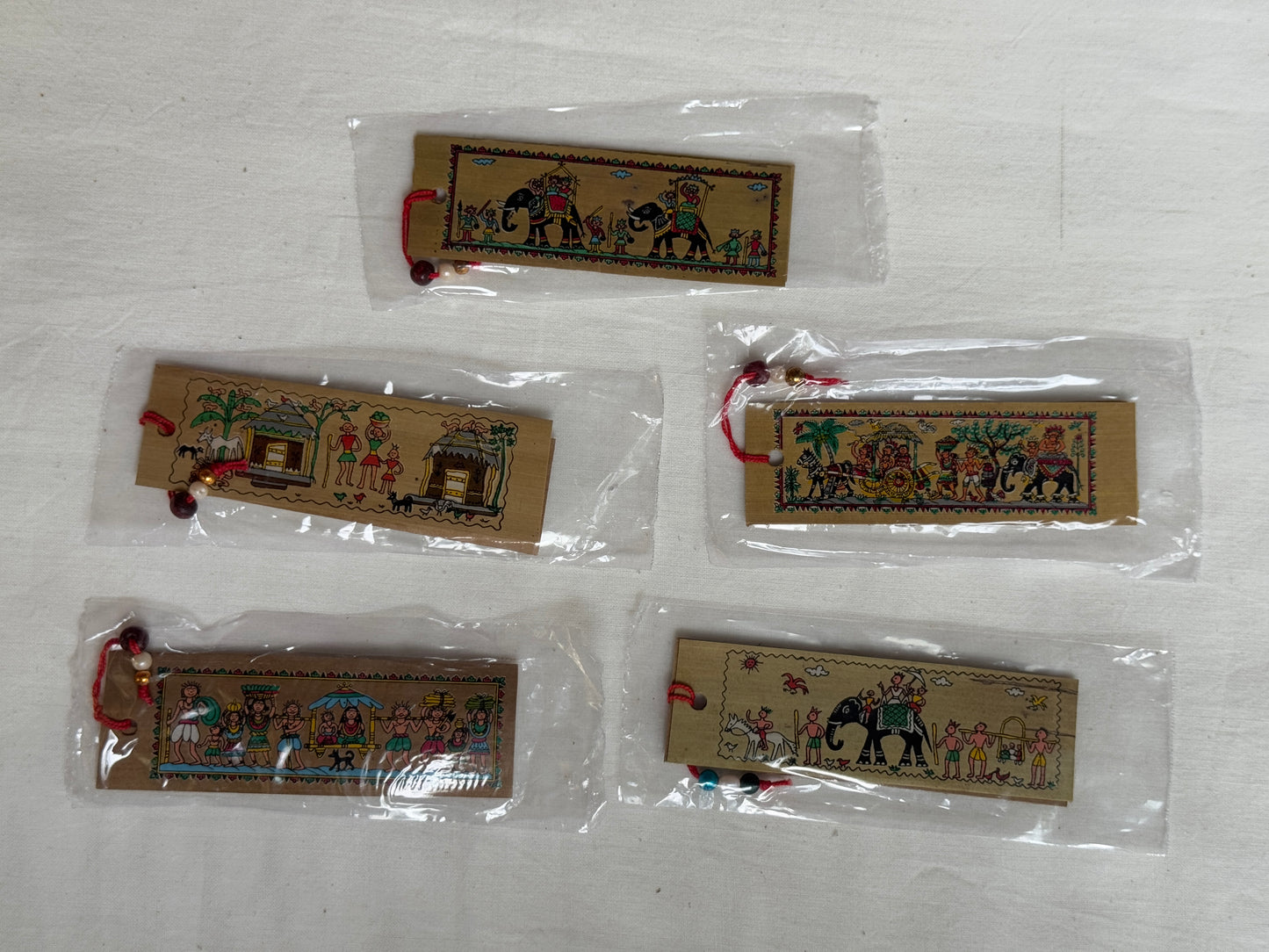 Palm leaf patachitra printed bookmark - 4 inch length double leaves