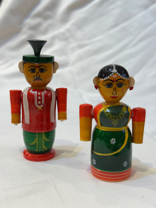 Bride and groom- Etikoppaka Wooden handicraft decor set