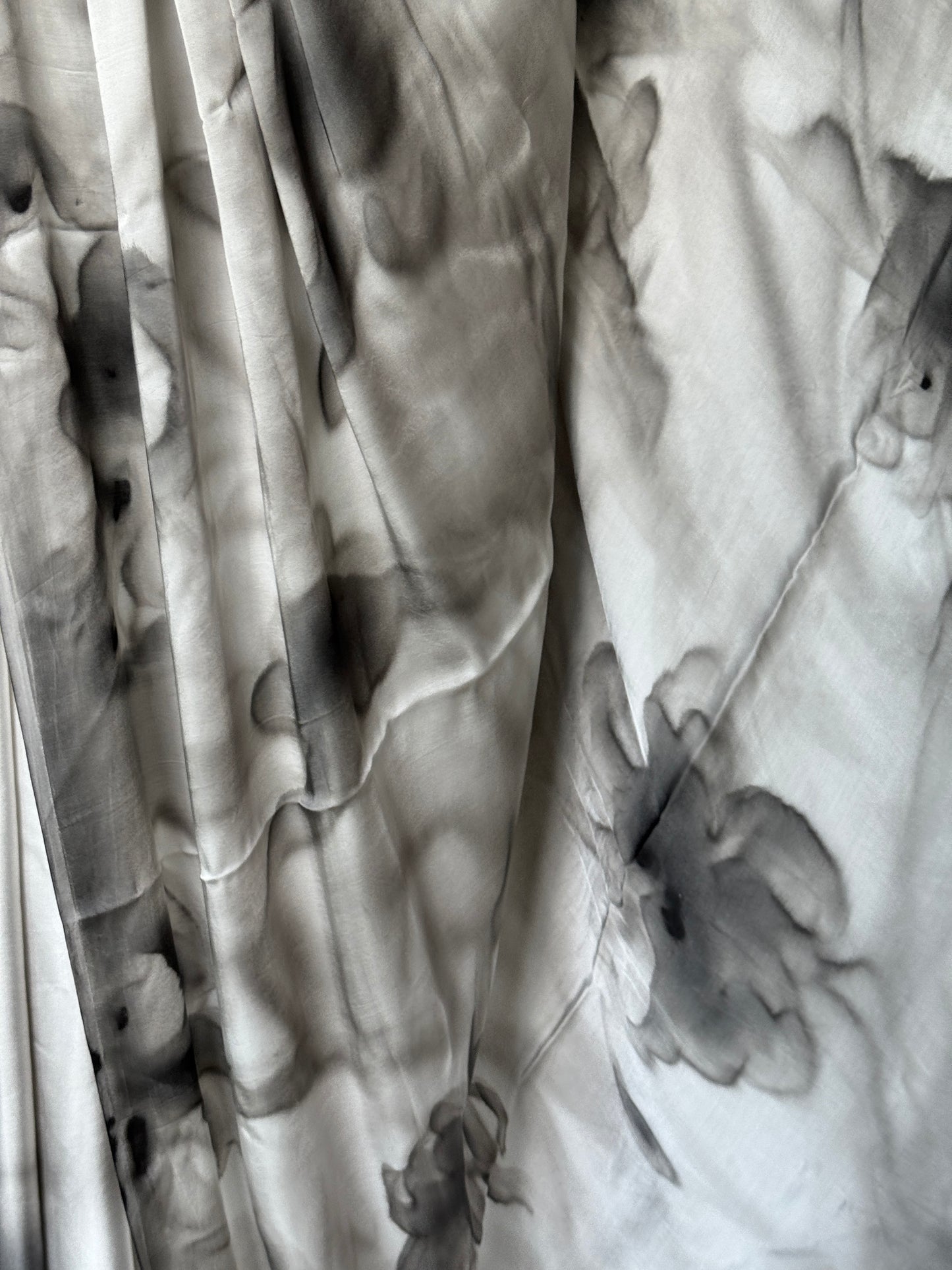 Shades of grey - floral design water colors hand painted soft n flowy modal saree