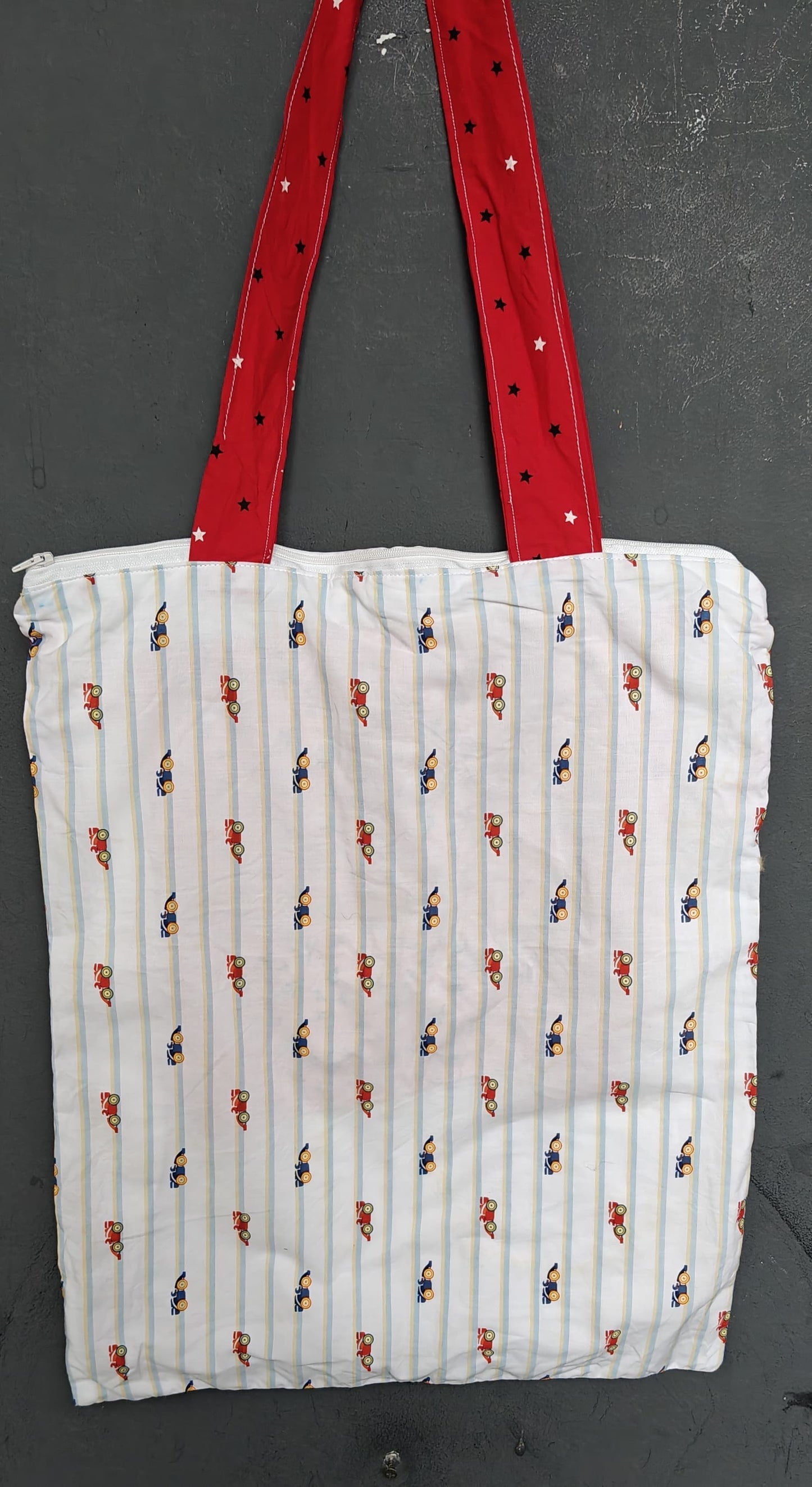 Fabric bag - patchwork hand crafted tote with flowers and butterflies