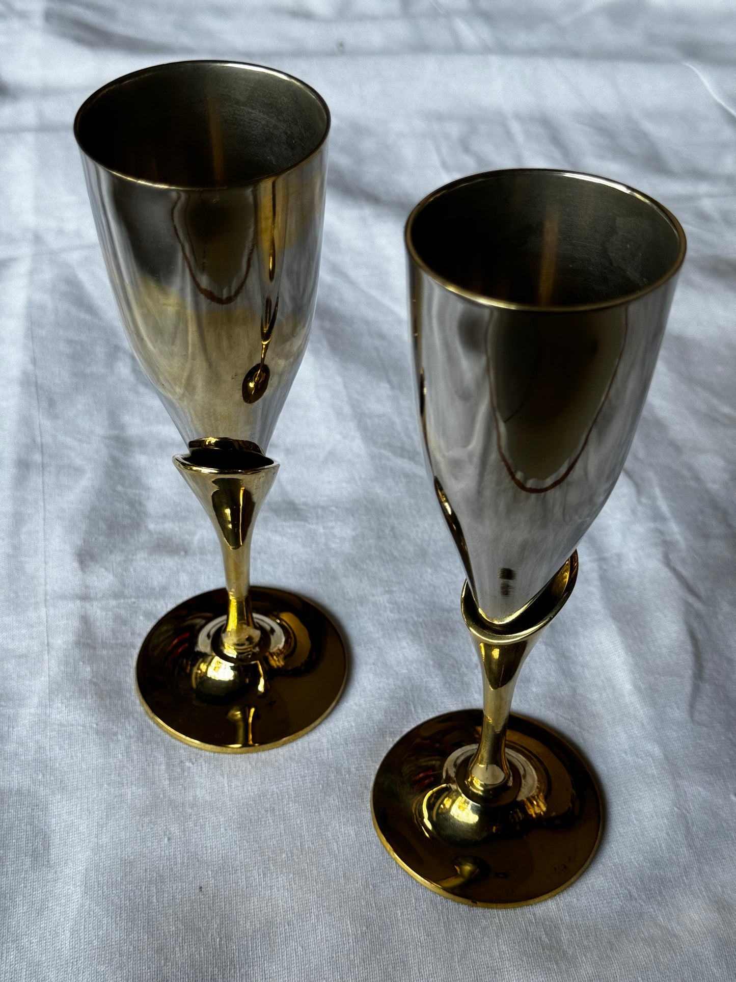 Brass vintage wine glass collectible - newly polished