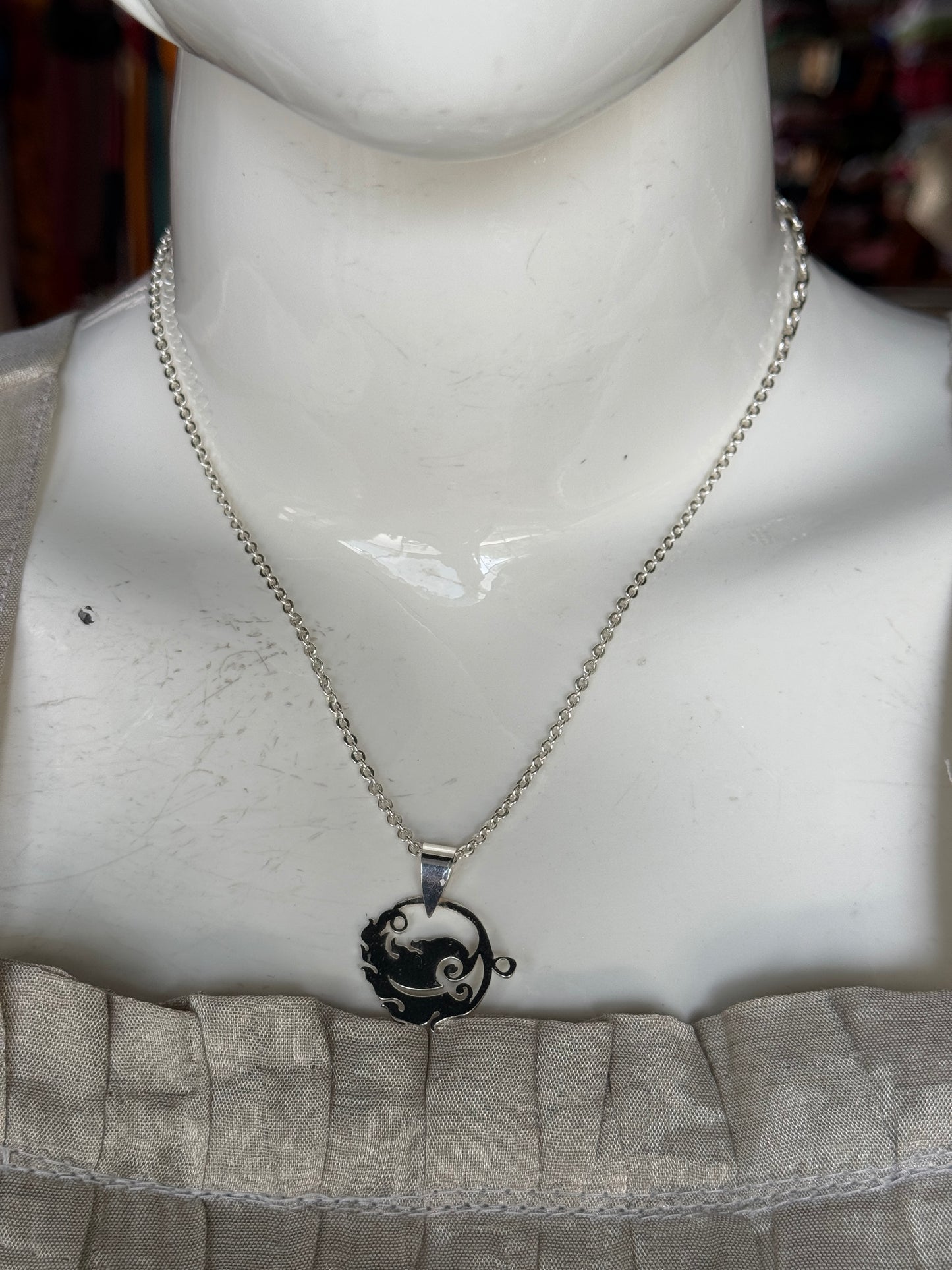 Pendant with chain - copper handcrafted neckpiece