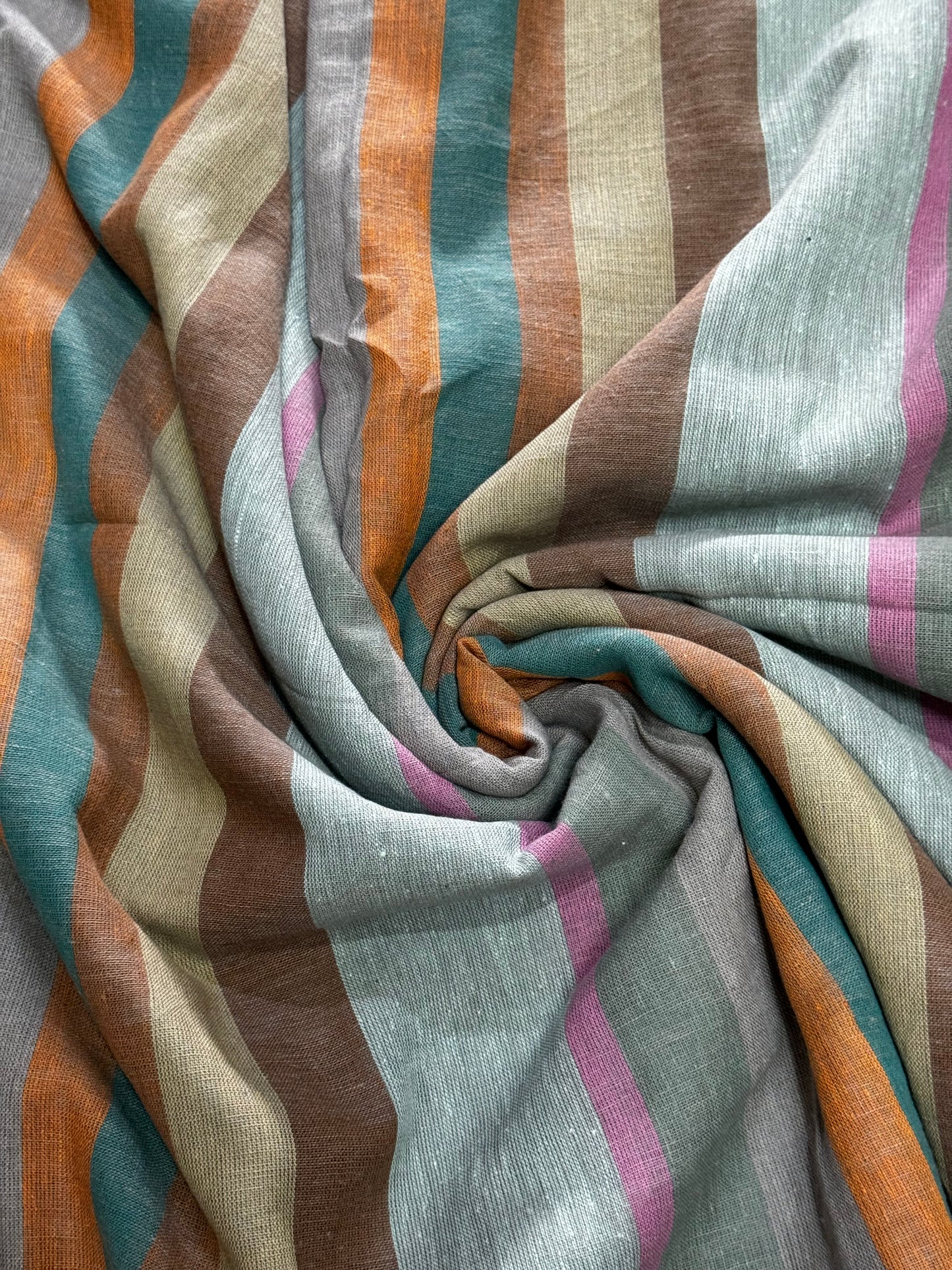 Colorful stripes handwoven kala cotton fabric