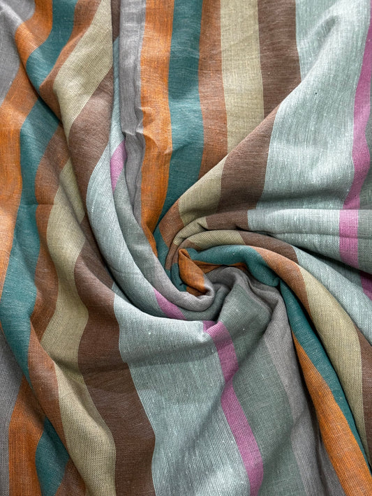Colorful stripes handwoven kala cotton fabric