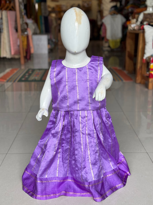 Lavender handwoven pure silk lehenga (pattu langa jacket) blouse set