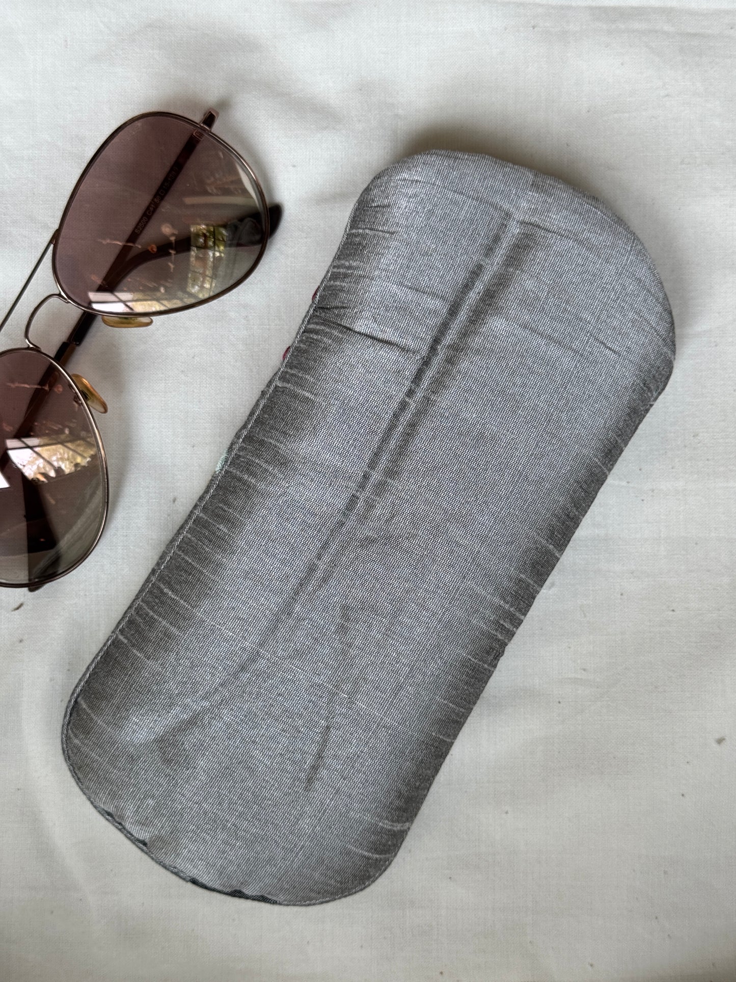 Embroidered fabric based foam lined spectacles case