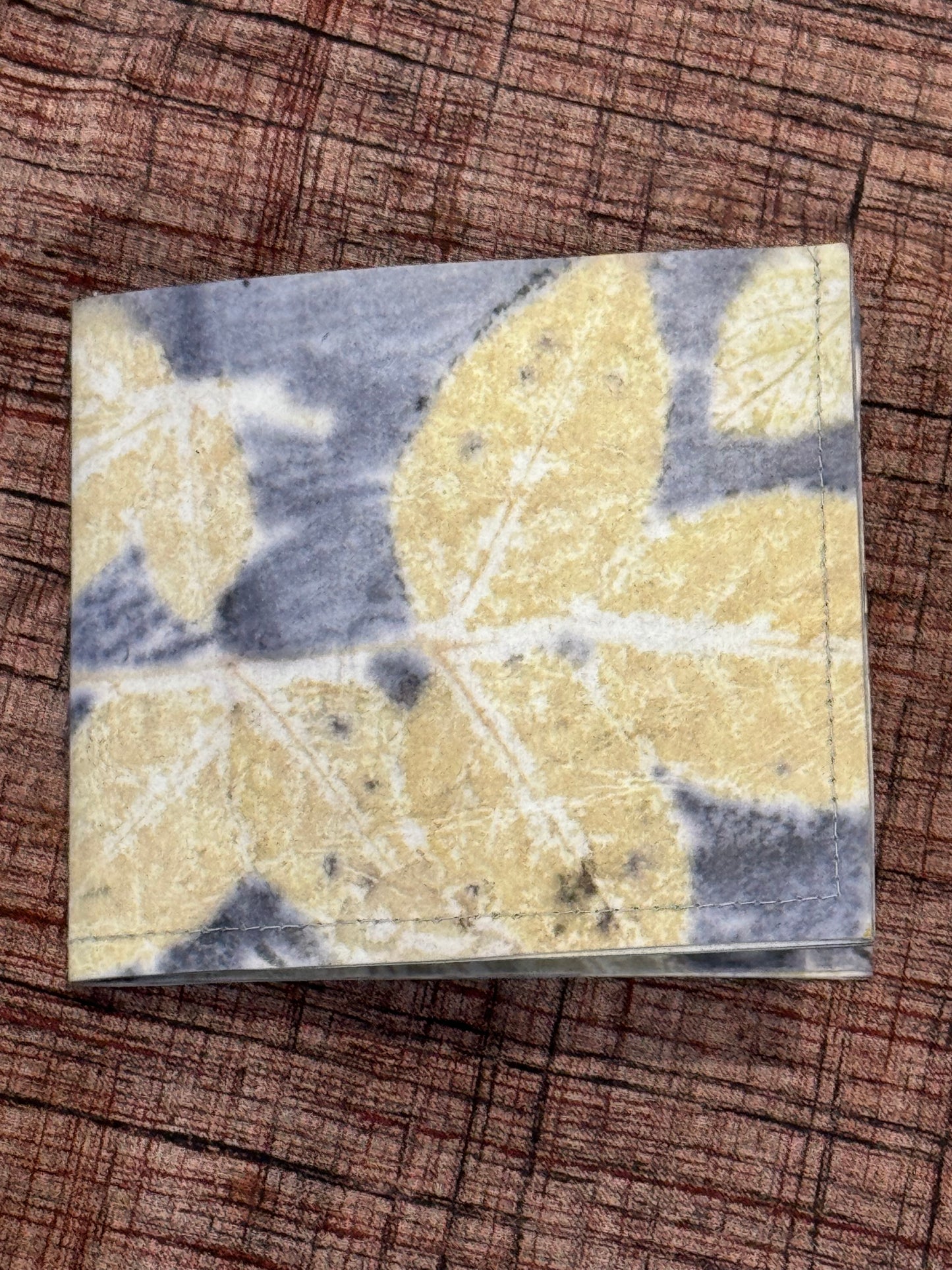 Eco printed paper fabric hand crafted foldable wallet