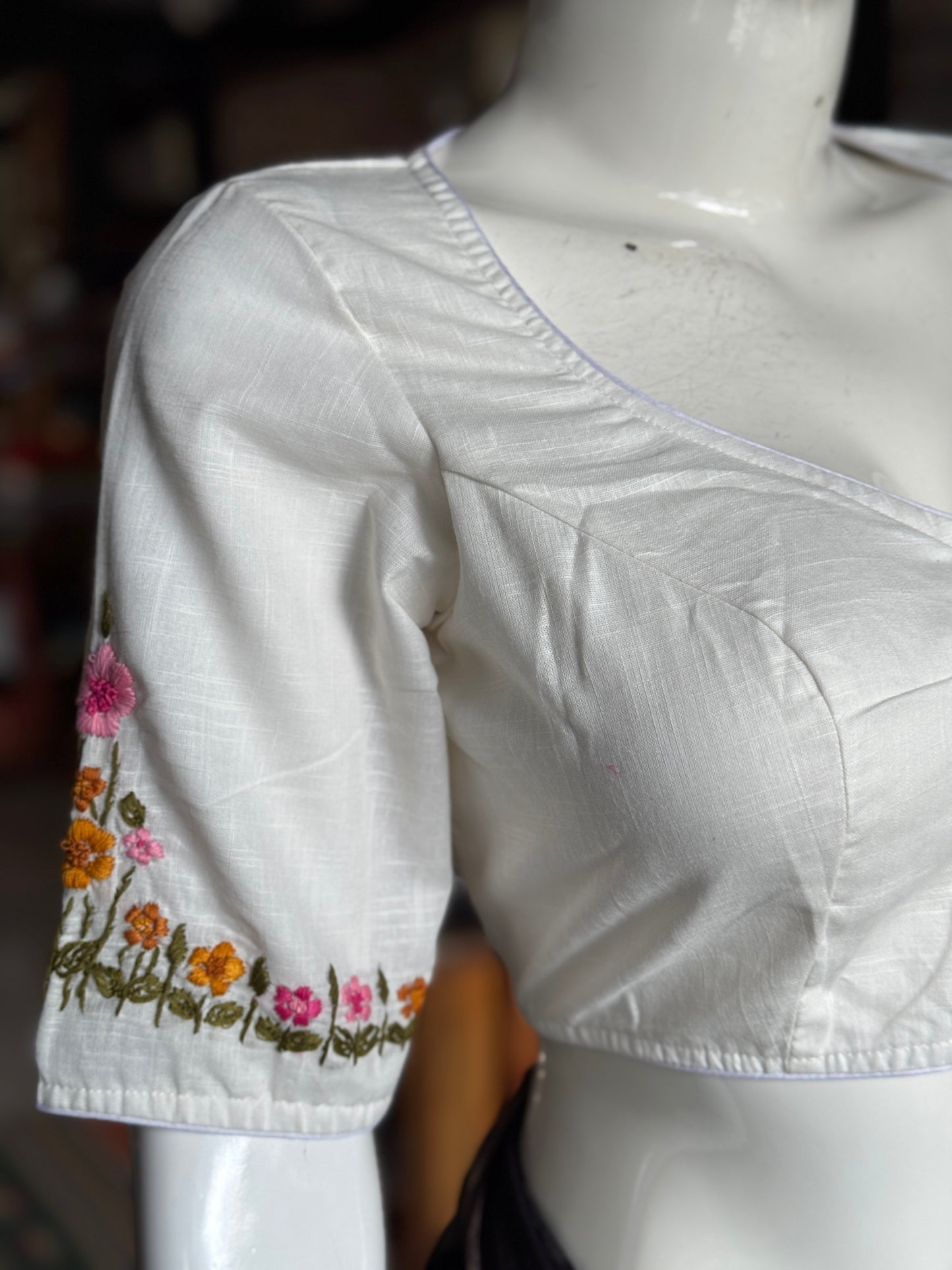 Butterfly garden - cotton hand embroidered blouse - colors available