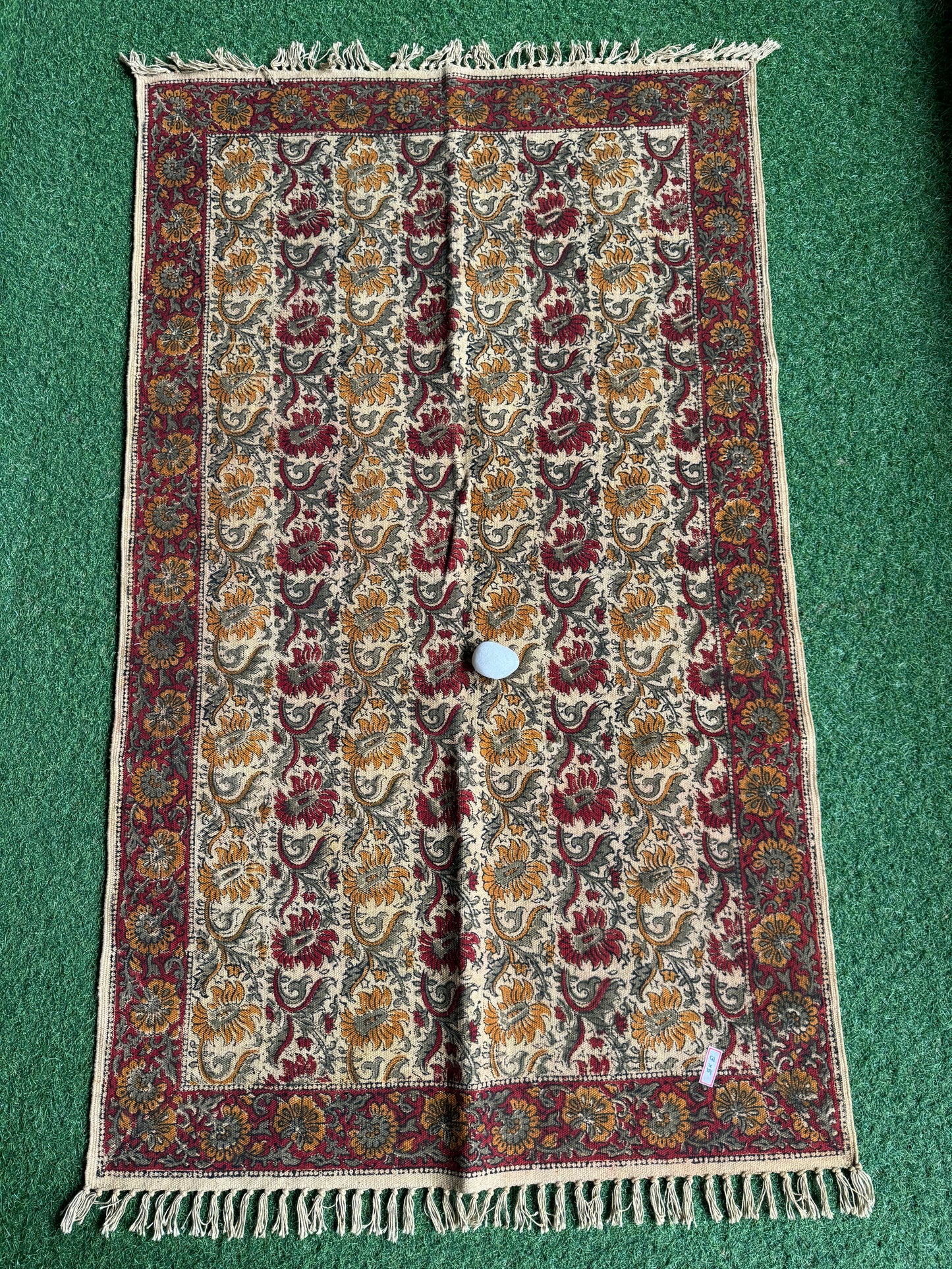3 x 5 feet cotton Kalamkari hand block printed carpet