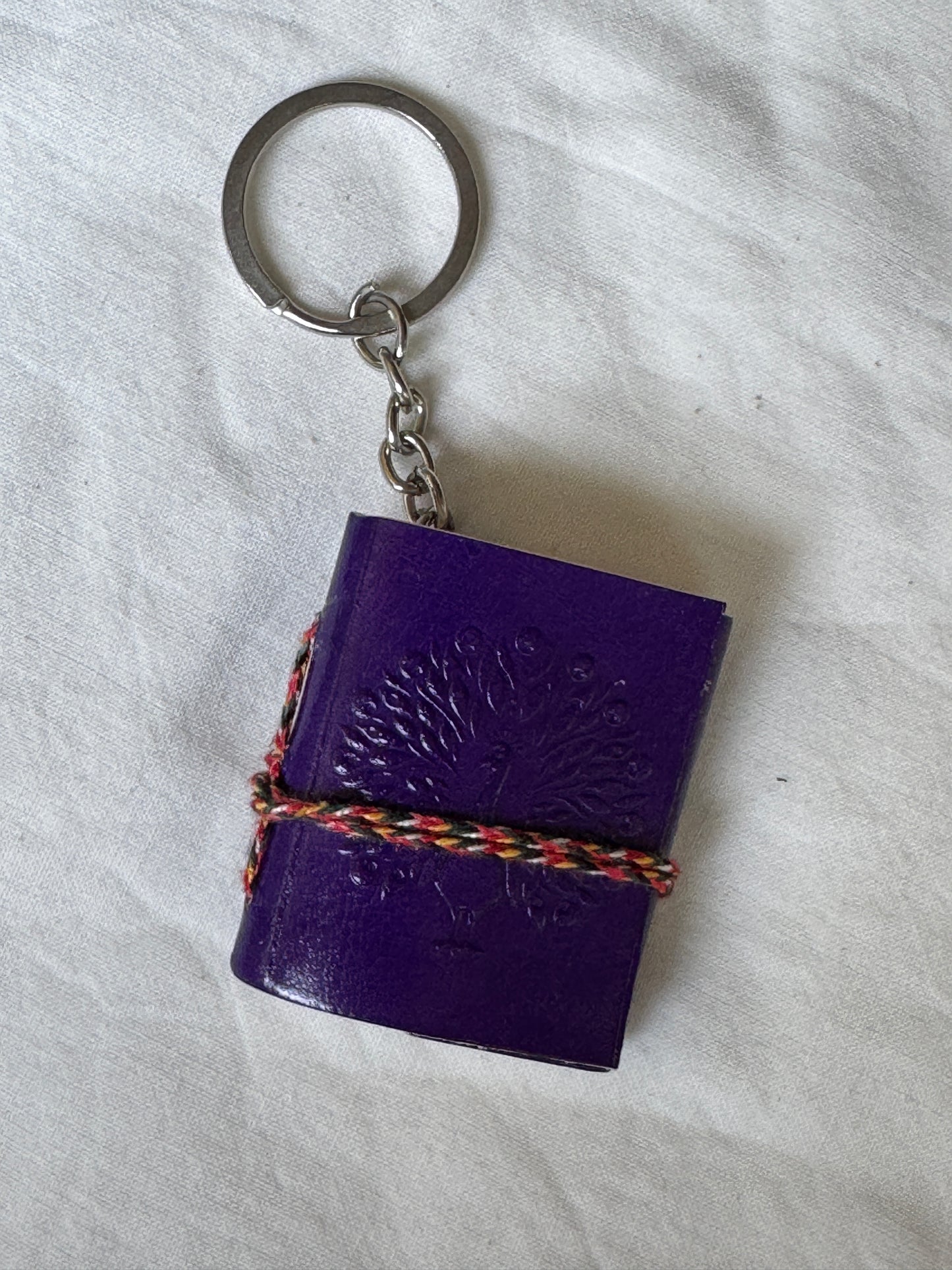Key ring with Leather embossed handcrafted notebook with thick papers