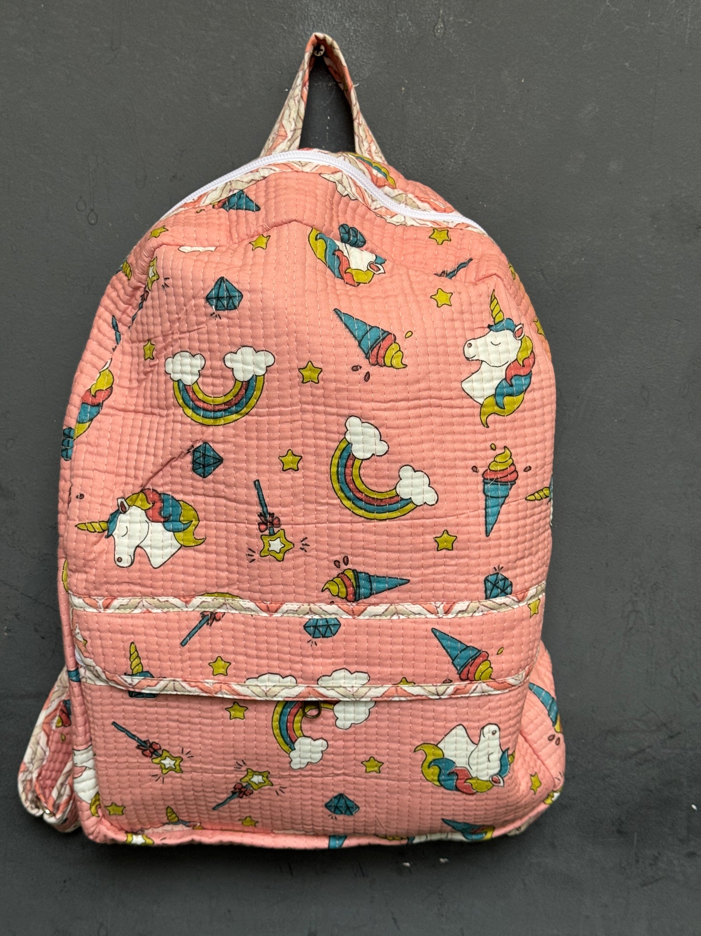 Children’s back pack in hand block printed cotton