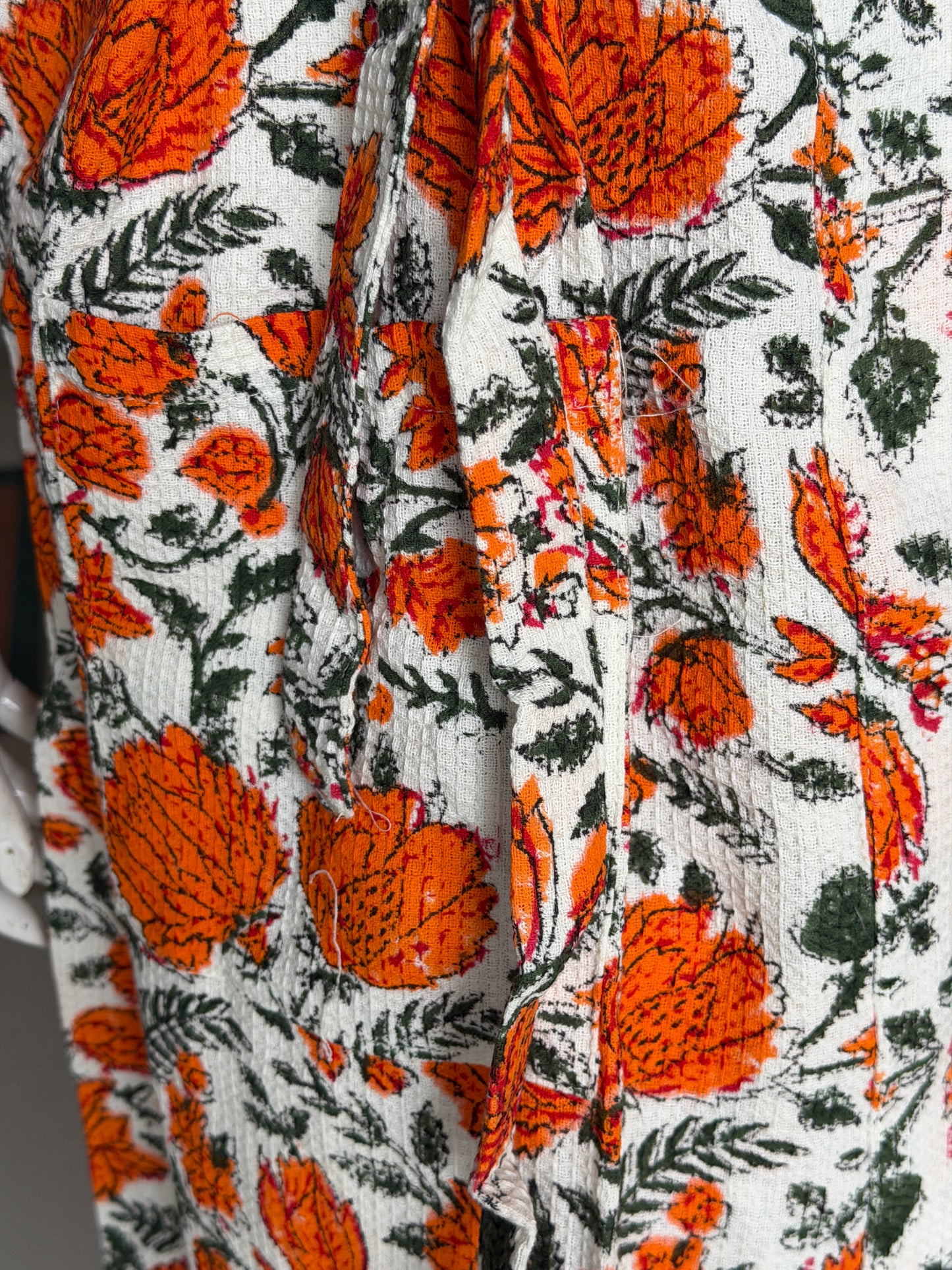 Hand block printed waffle cotton bath robe / swim suit cover up for adults - multiple designs