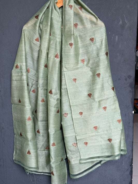 Pastel green hand woven silk stole