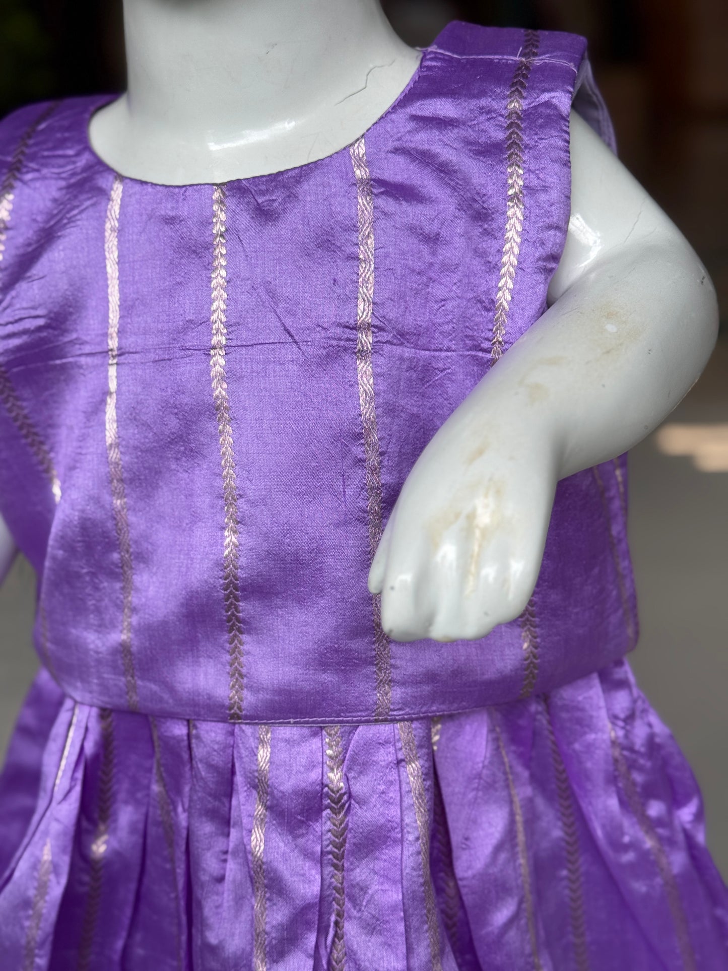 Lavender handwoven pure silk lehenga (pattu langa jacket) blouse set
