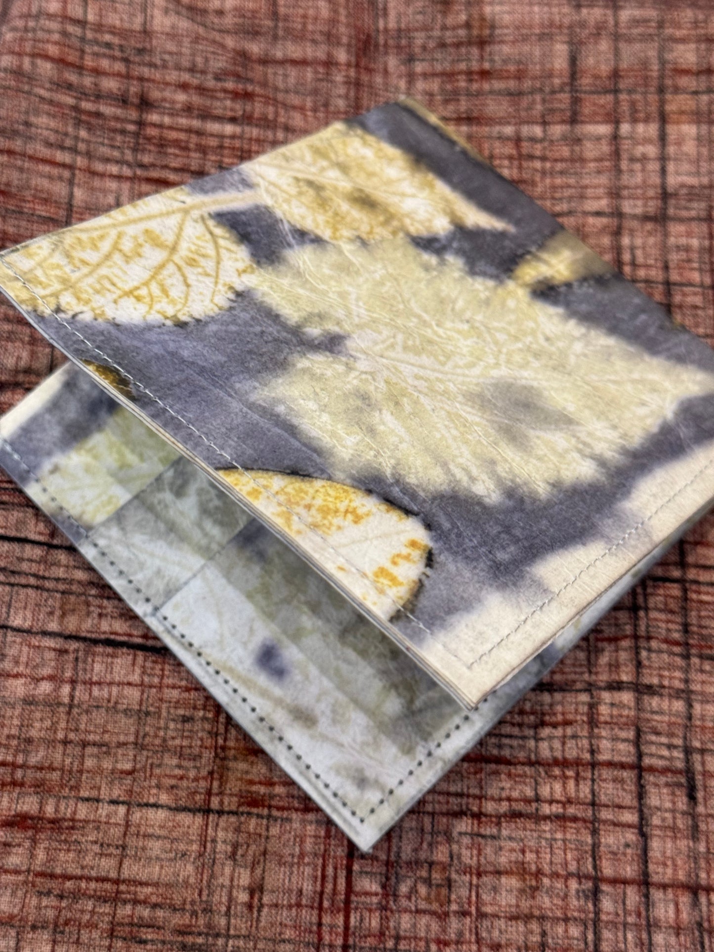 Eco printed paper fabric hand crafted foldable wallet