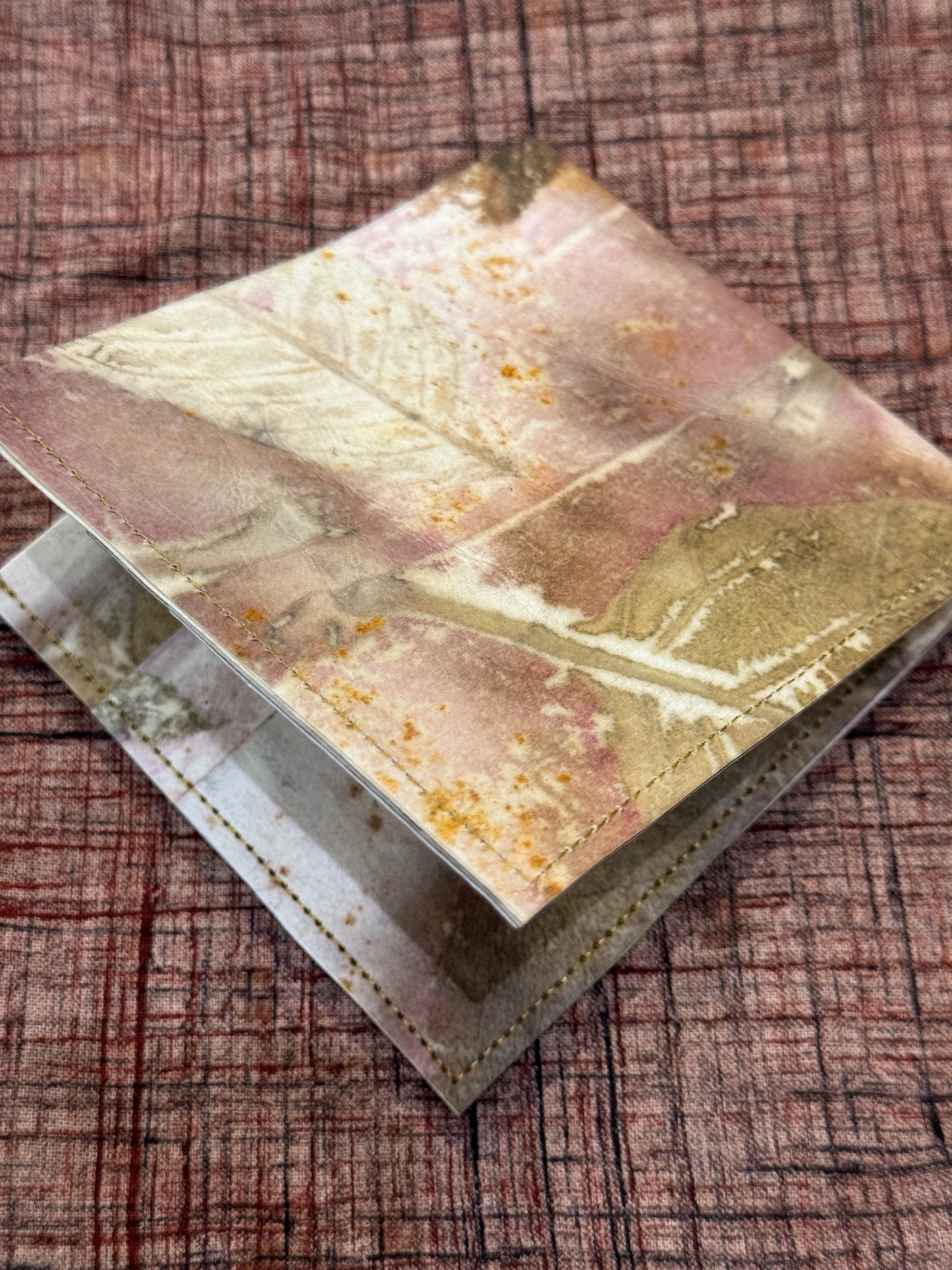 Eco printed paper fabric hand crafted foldable wallet