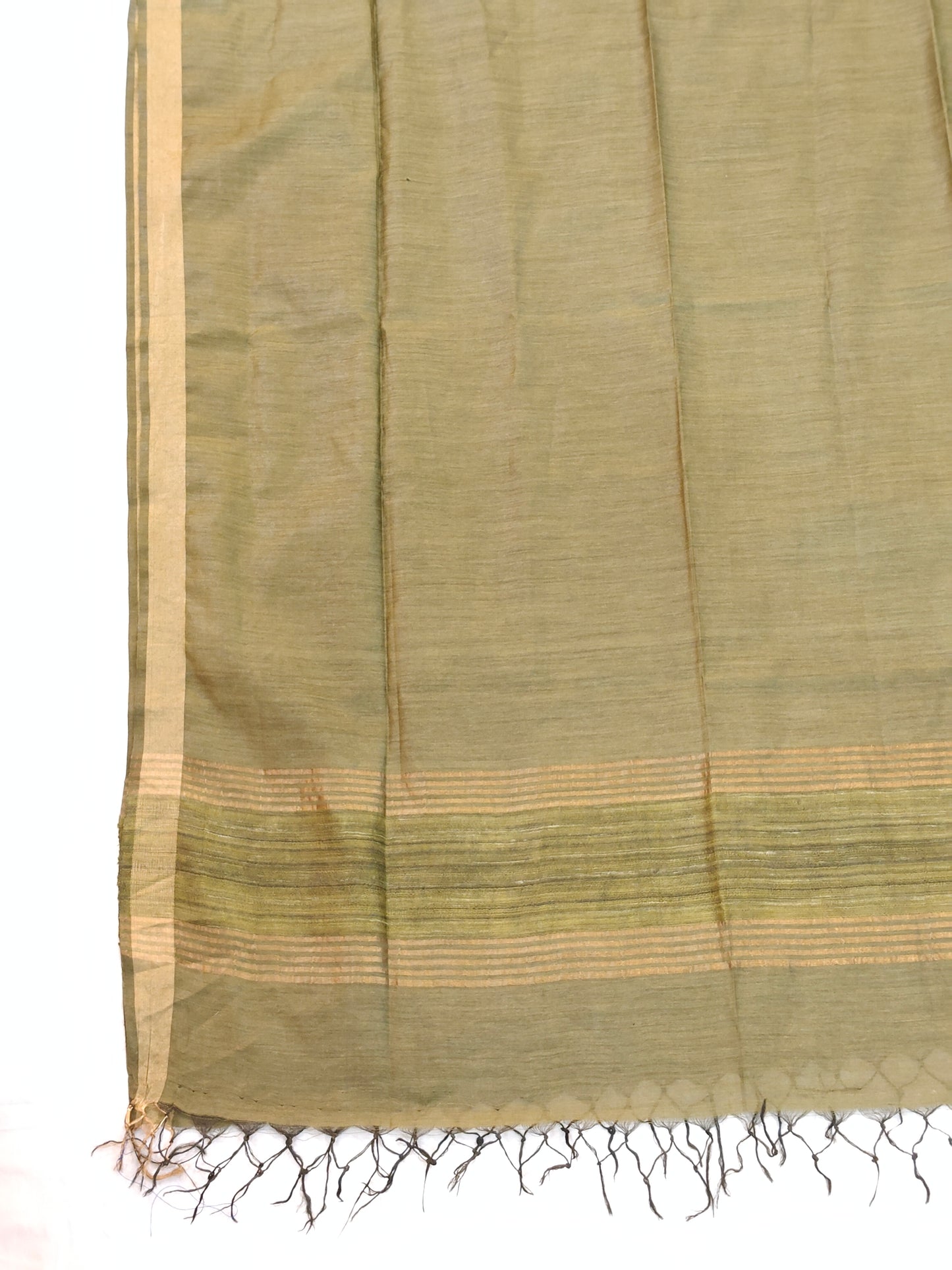 Green handwoven tussar x mulberry spun silk dupatta