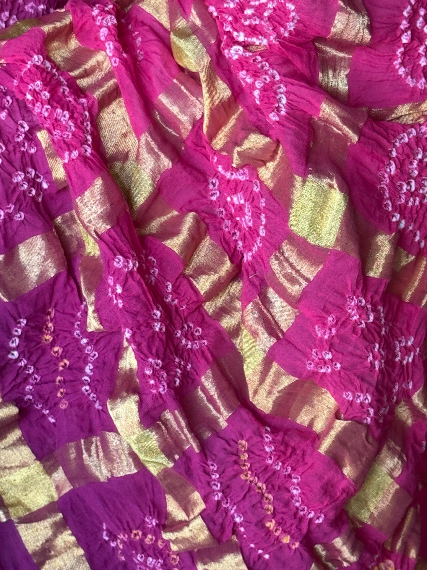 Pink n purple - hand tie n dye bandini cotton gharchola dupatta
