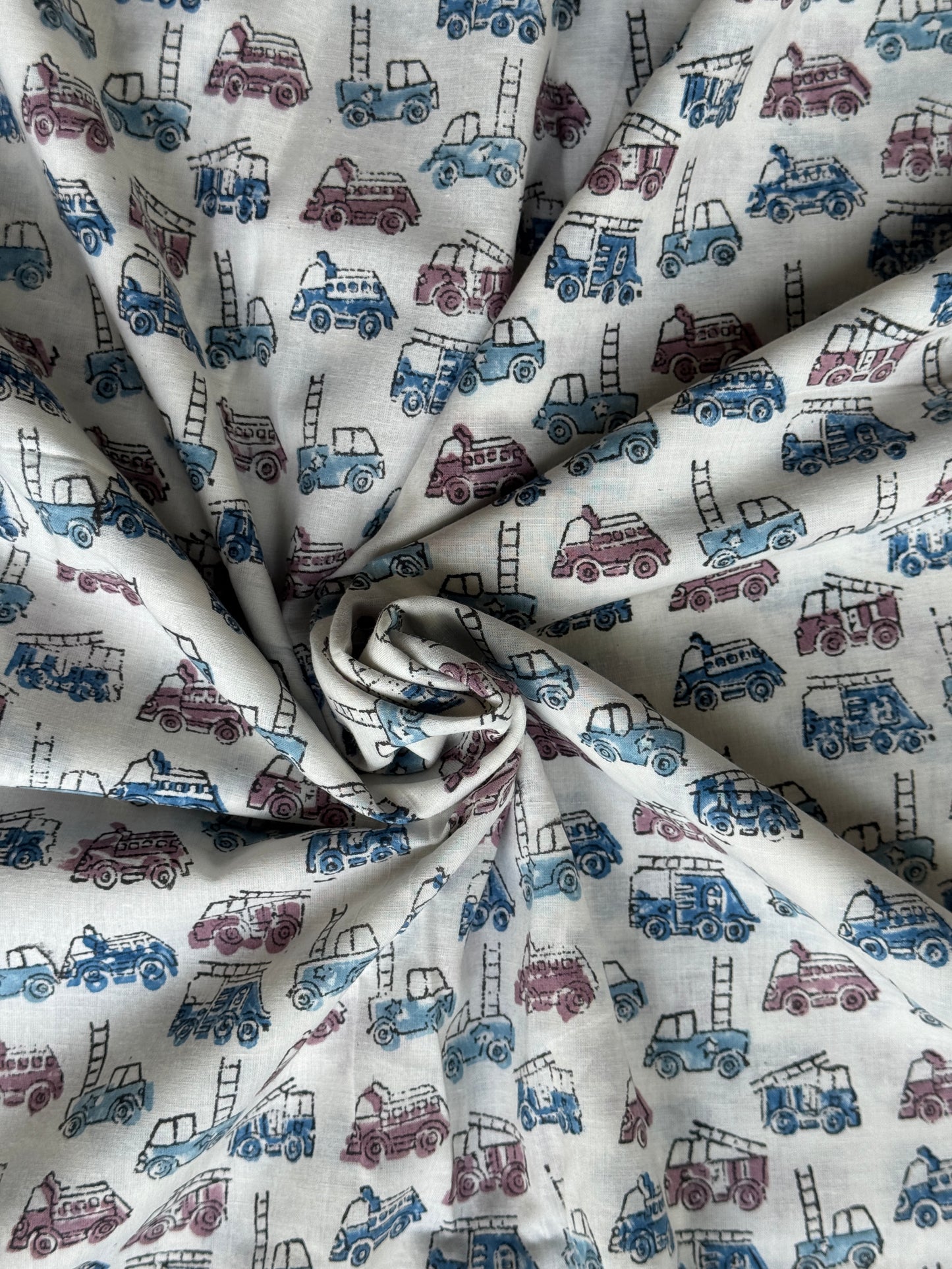 White hand block printed soft cotton fabric with different prints